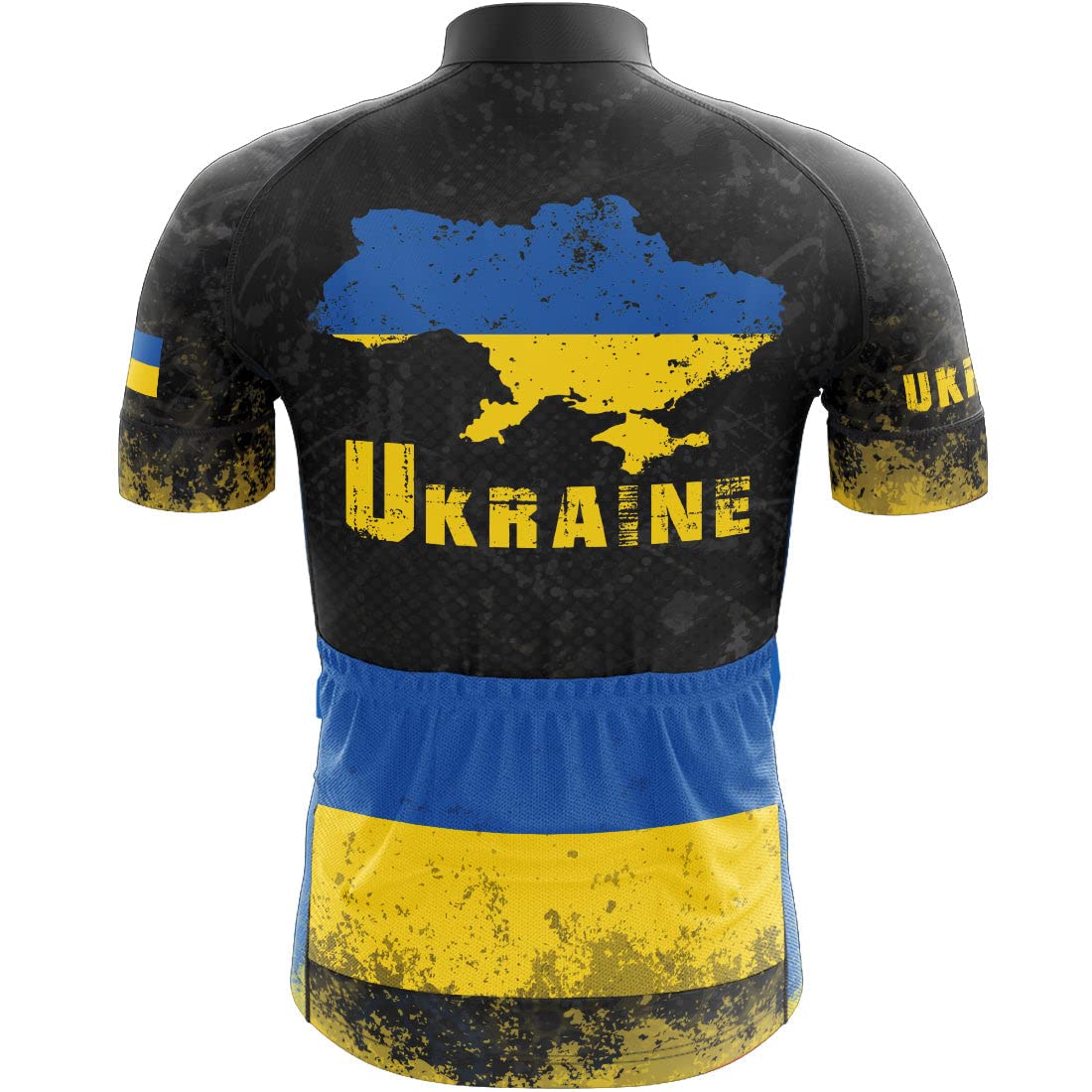 Men's Ukraine Strong Cycling Jersey - Black Short Sleeve Bike Shirt with Pocket | Breathable Performance Jersey for Road Biking & Outdoor Sports