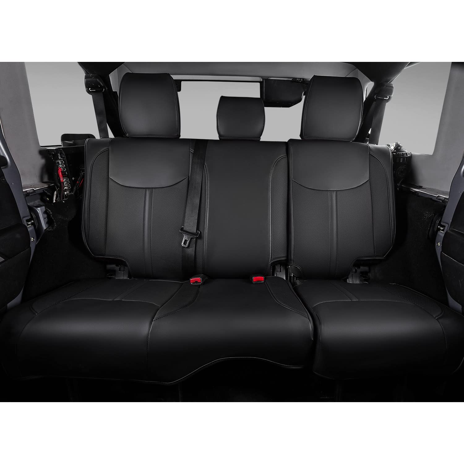 Xipoo PU Leather Car Seat Covers for 2013-2017 Jeep Wrangler JK - Front & Back Seat Protectors, 4-Door Replacement Covers (Black) | Durable & Comfortable for Off-Roading, Daily Commute & Adventure Trips
