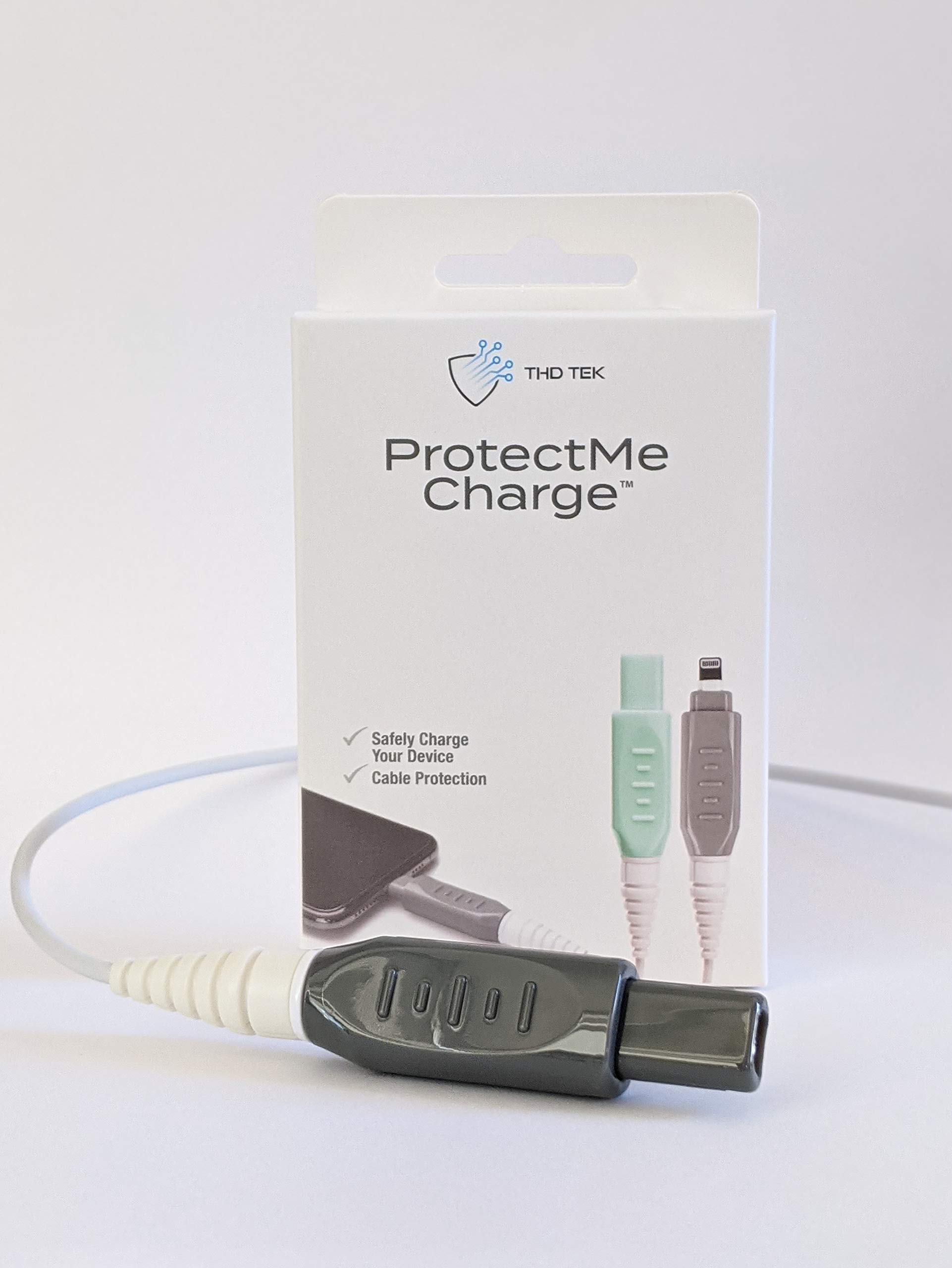 THD-Tek Premium iPhone Charger Cable Protector - ProtectMe Charge - Durable Apple Lightning Cable Saver (Charcoal) - Prevent Fraying & Extend Cable Life - Perfect for Home, Office & Travel Use