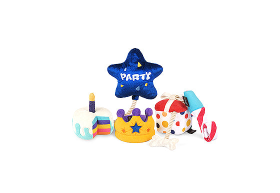 P.L.A.Y. MINI Party Time Plush Dog Toys - Mini Bone Appetite Cake for Small Dogs | Perfect for Birthday Celebrations & Playtime Fun