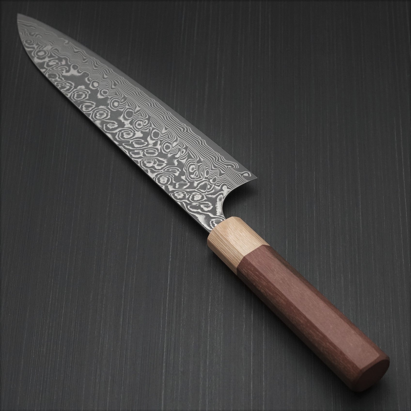 Premium Yoshimi Kato SG2 Super Gold 2 Damascus Gyuto Chef Knife 210mm - V-Shaped Blade with Black Finish & Jarrah Handle - Perfect for Professional Chefs, Home Cooking, Sushi Preparation & Meat Slicing