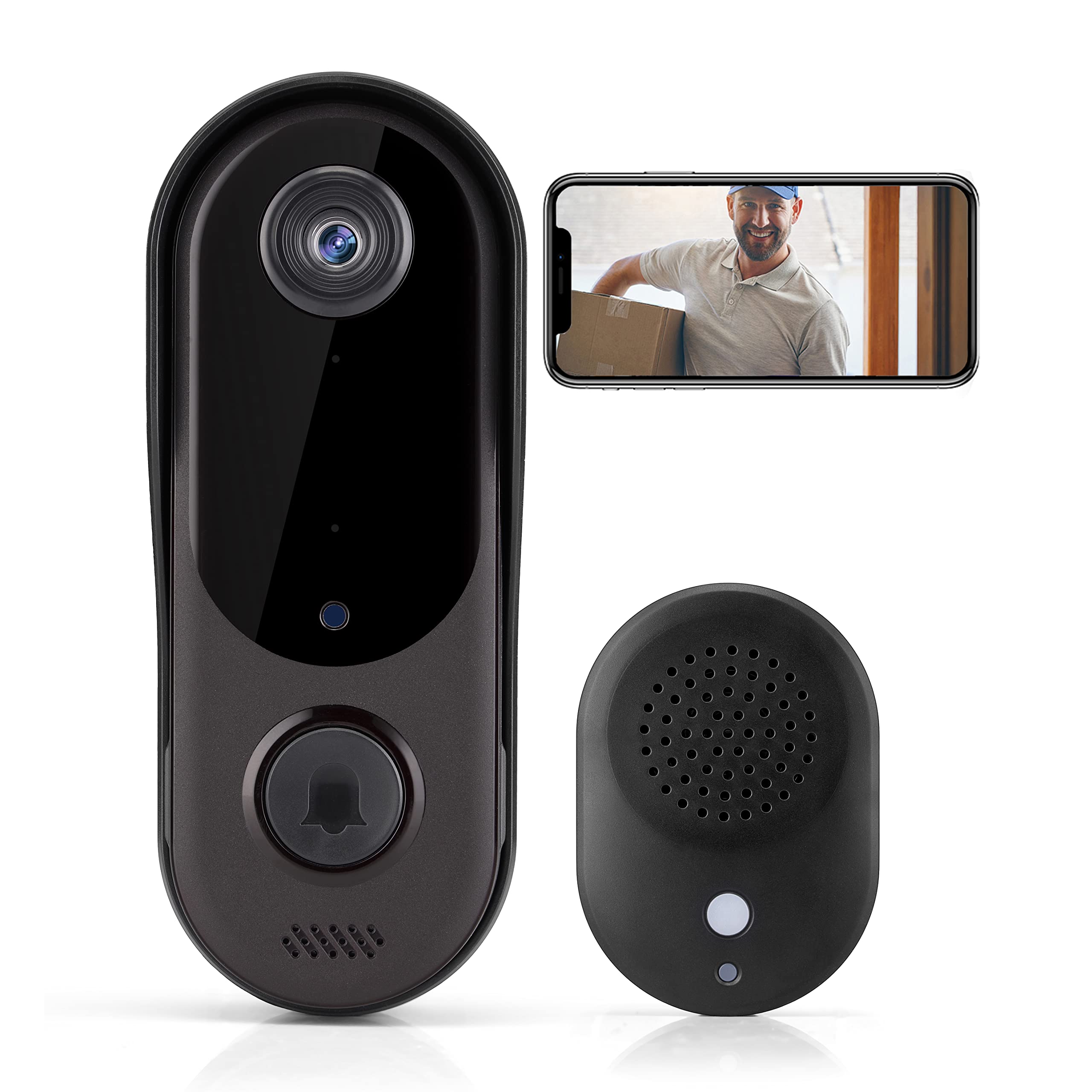TAISHIXING Wireless Video Doorbell Camera HD 1080P, 2-Way Audio, IP65 Waterproof, Smart Home Security with Chime, Cloud Storage for iOS & Android - Perfect for Front Door, Apartment, and Home Security Monitoring