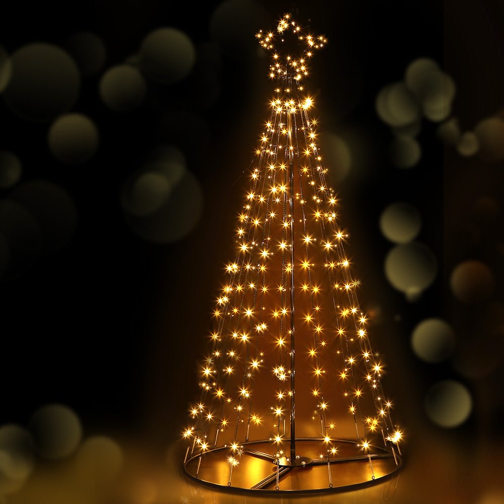 2.1M (7ft) Solar Powered Christmas Tree with 264 Warm White LED Lights - Perfect for Indoor & Outdoor Holiday Decorations