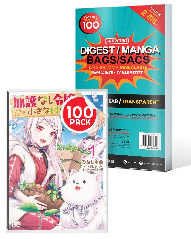 Evoretro Clear Resealable Bags for Comics, Manga & Collectibles - Perfect for Storage, Protection & Organization of Digest Books, Comic Collections & Trading Cards