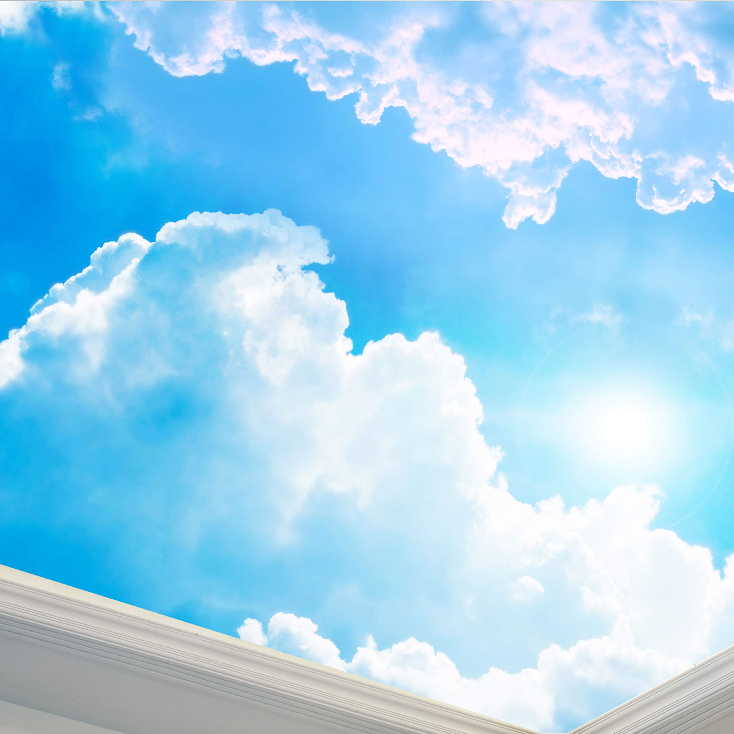 Blue Sky and Clouds Self-Adhesive Wall Mural (58x87 Inches) - Natural Scenery Peel & Stick Wallpaper - Easy to Install Removable Decor for Living Room, Bedroom, Kitchen - Safe for Walls - Perfect for Home Office, Nursery, and Dorm Room Decor