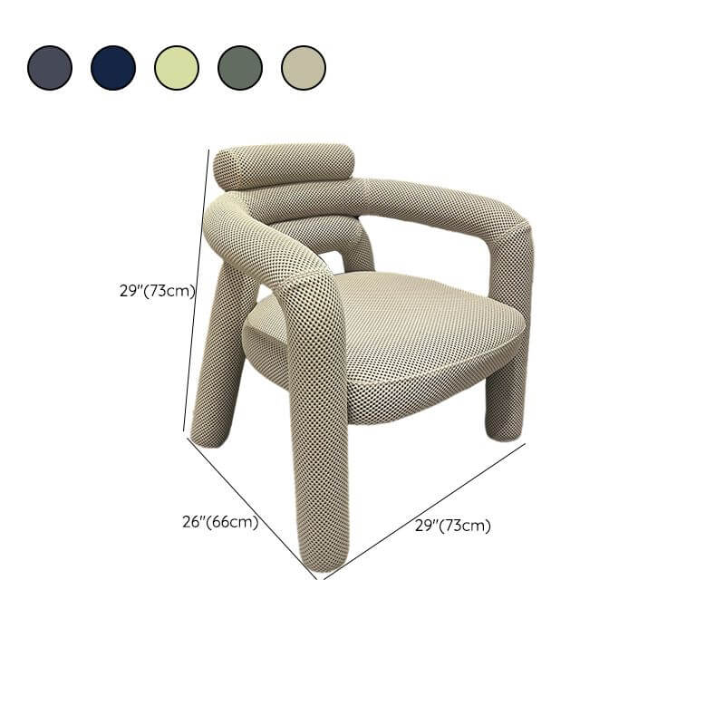 Modern Simple Style Lime Green/Ivory/Dove Grey Curved Arm Chair with Fixed Backrest & Armrests - Perfect for Living Room, Bedroom or Office Seating