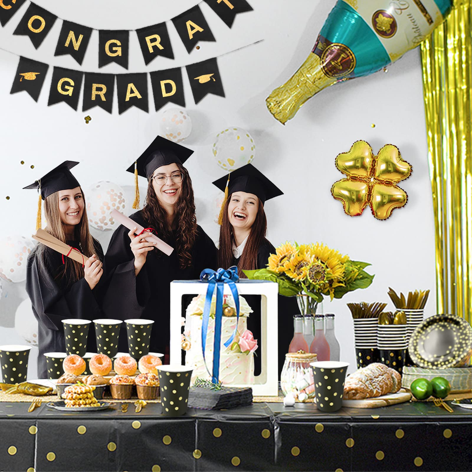 175PCS Black and Gold Party Supplies Set - 25 Guest Disposable Cutlery Kit with Plastic Forks, Knives, Spoons, Paper Plates, Napkins & Cups - Elegant Graduation, Prom, Birthday & New Year Celebration Decorations - Perfect for Dinner Parties, Wedding Receptions & Special Events