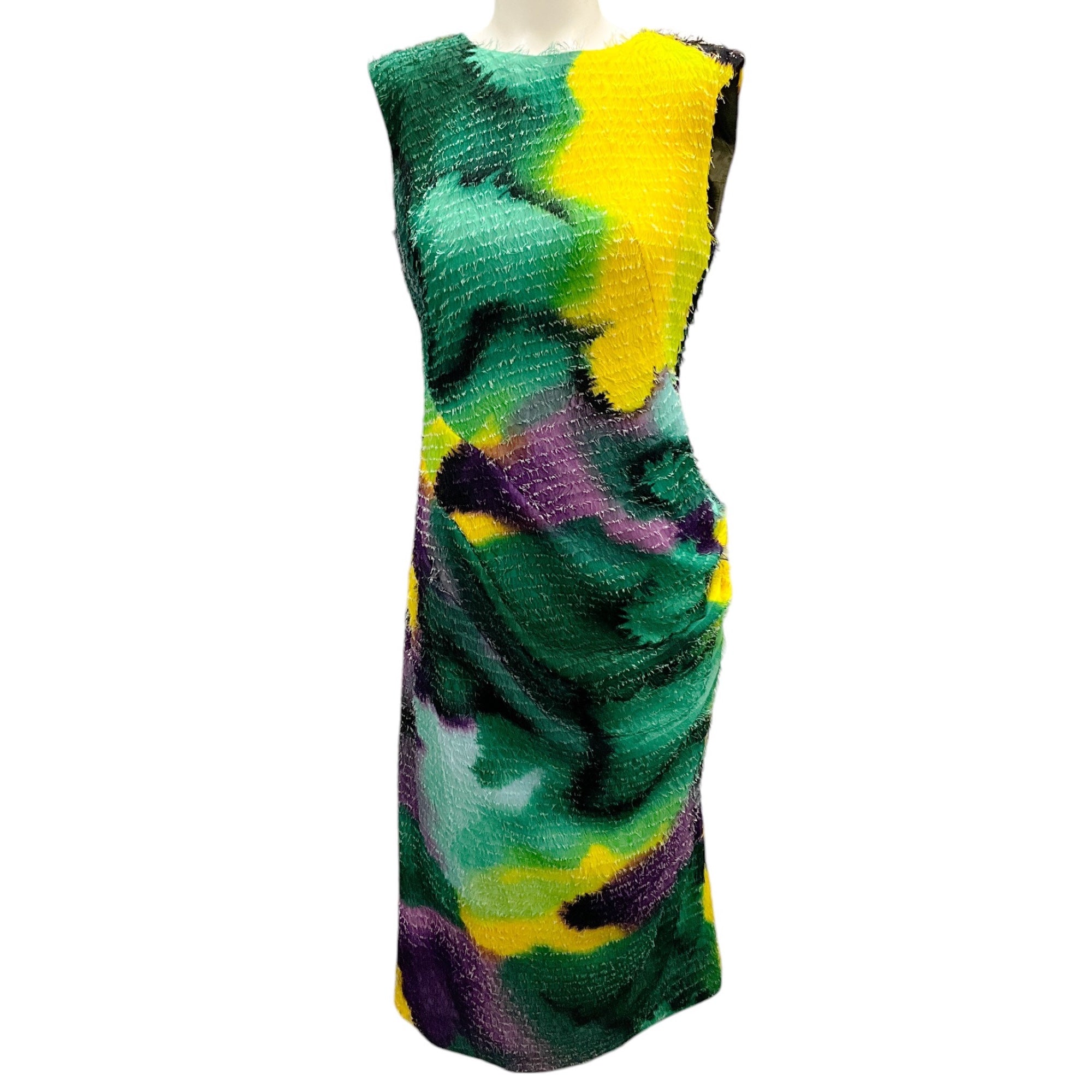 Dries van Noten Green Multi Sleeveless Eyelash Dress - Elegant Summer Cocktail Party & Wedding Guest Dress