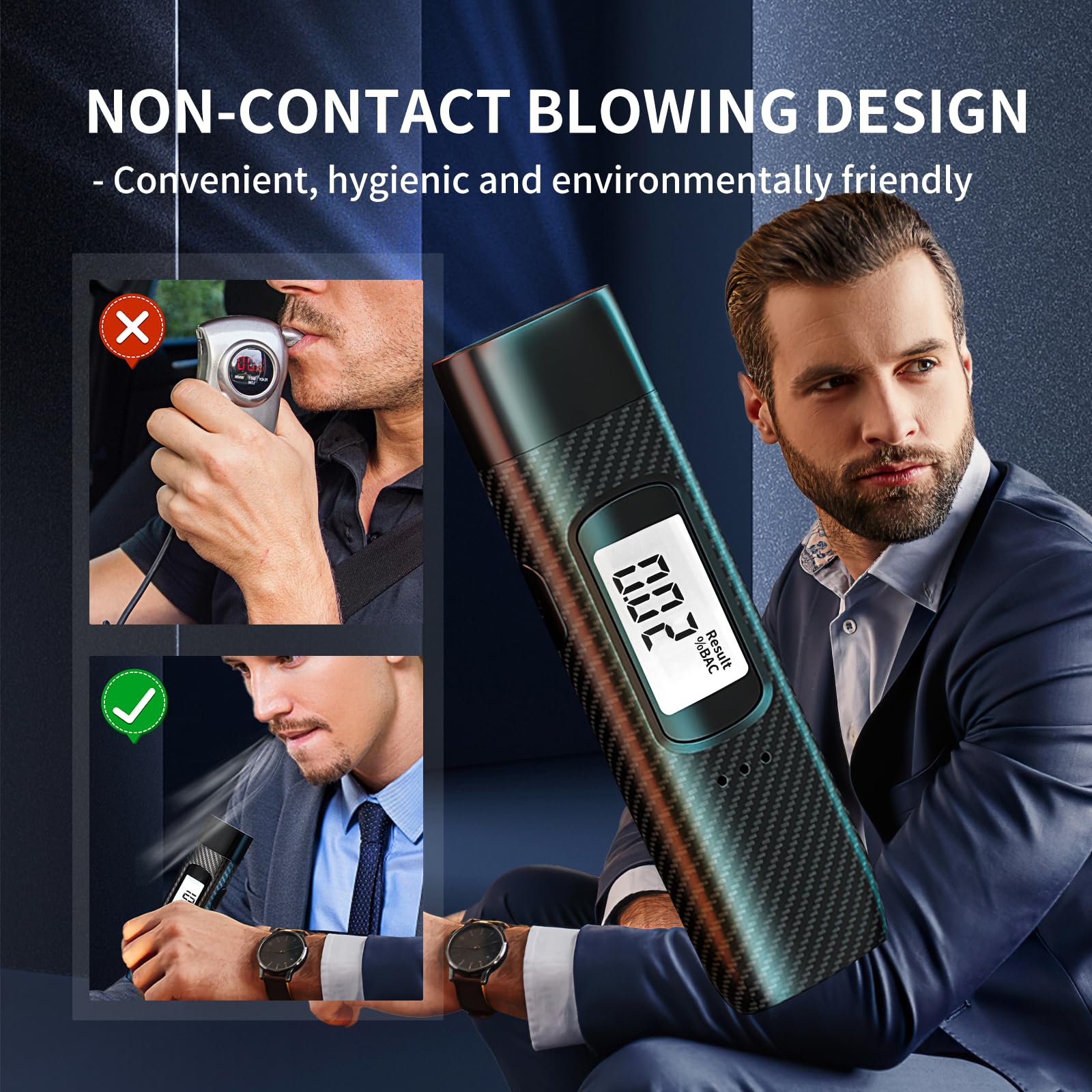 ZOOS Portable Breathalyzer for Alcohol Testing - Digital LCD Display & Voice Alert, Rechargeable Personal Breath Alcohol Tester - Perfect for Home Parties, Bars, and Personal Safety Use