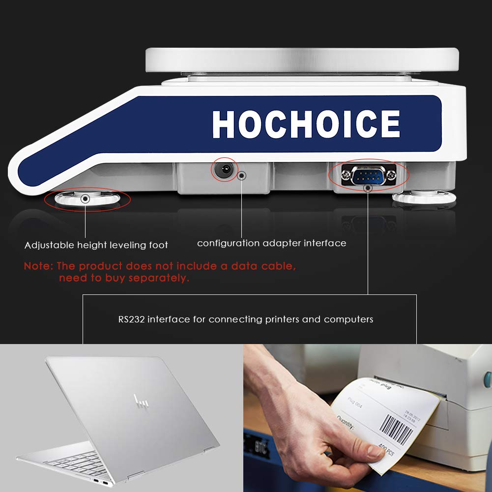 High Precision Industrial Counting Scale - 30kg/66lb Capacity, 0.5g/0.0011lb Accuracy with RS232 Port for Computer/Printer Connection | Digital Lab Scale for Jewelry, Pharmacy, Warehouse & Manufacturing