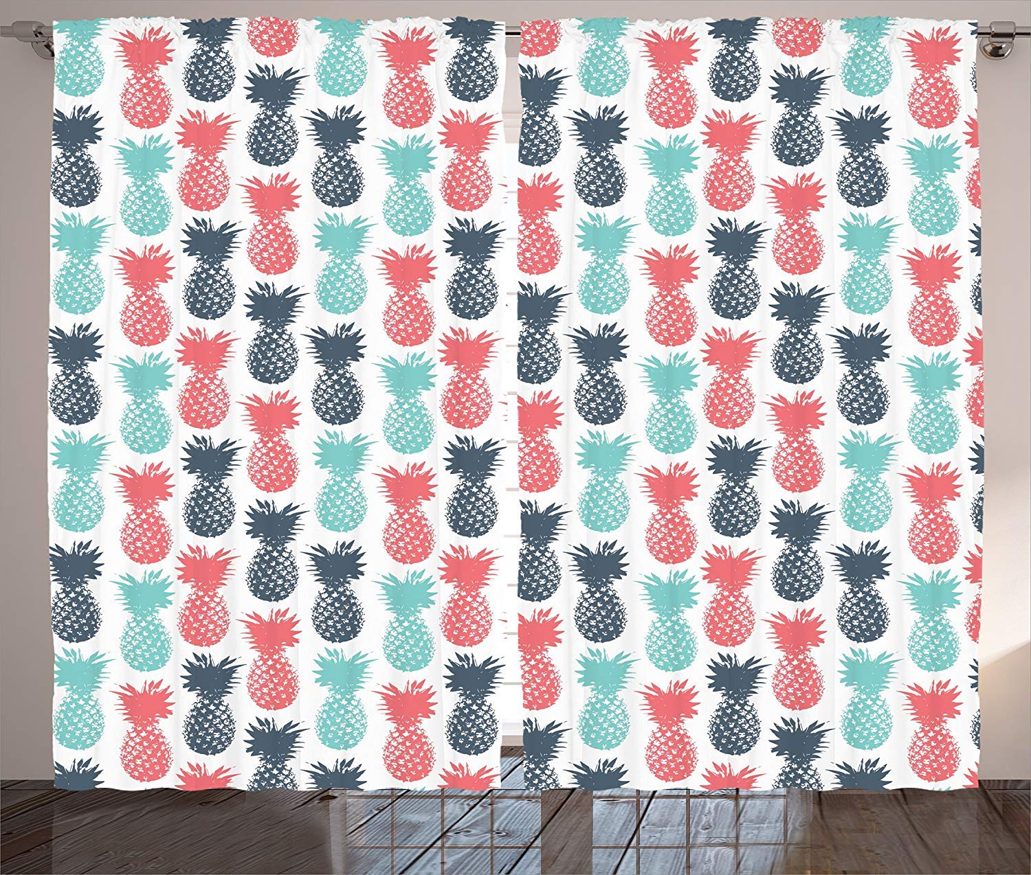 Futuregrace Pineapple Blackout Curtains - Tropical Fruit Pattern, Pop Art Design, 2 Panels Room Darkening Window Drapes (104