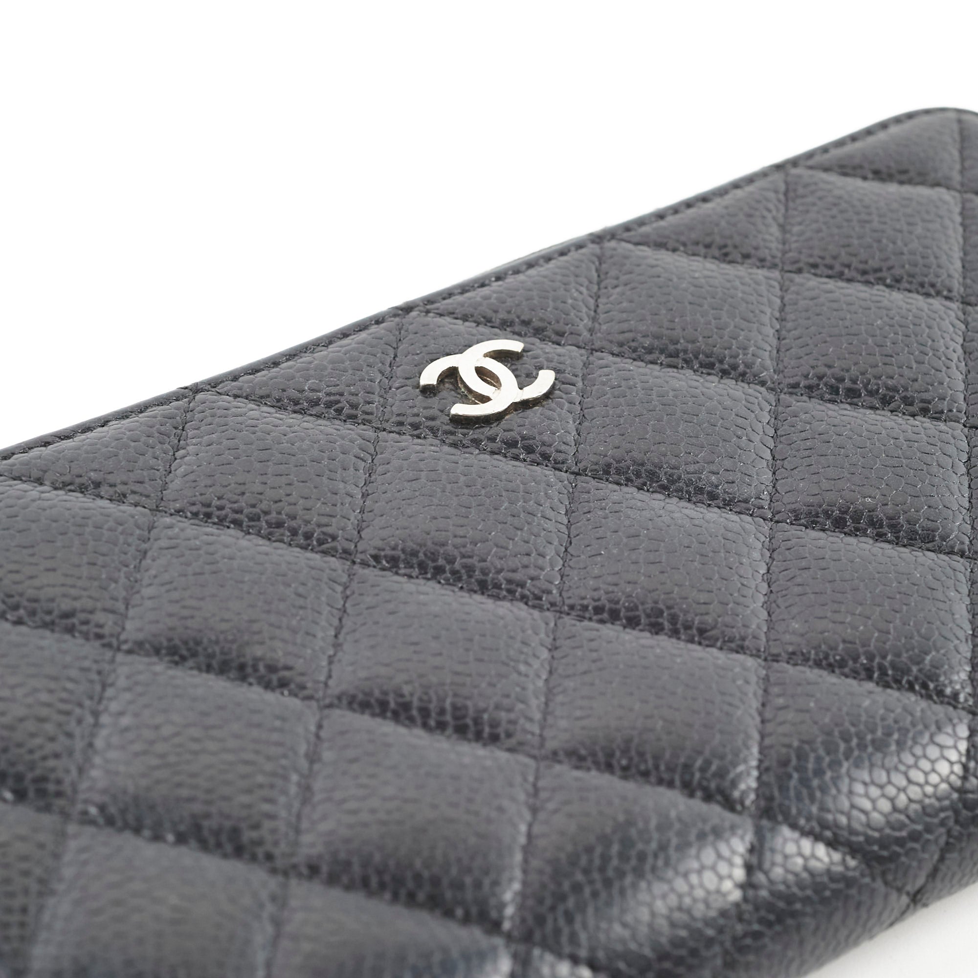 Chanel Caviar Leather Long Wallet for Women - Black Luxury Designer Clutch with Multiple Card Slots - Perfect for Everyday Use & Special Occasions