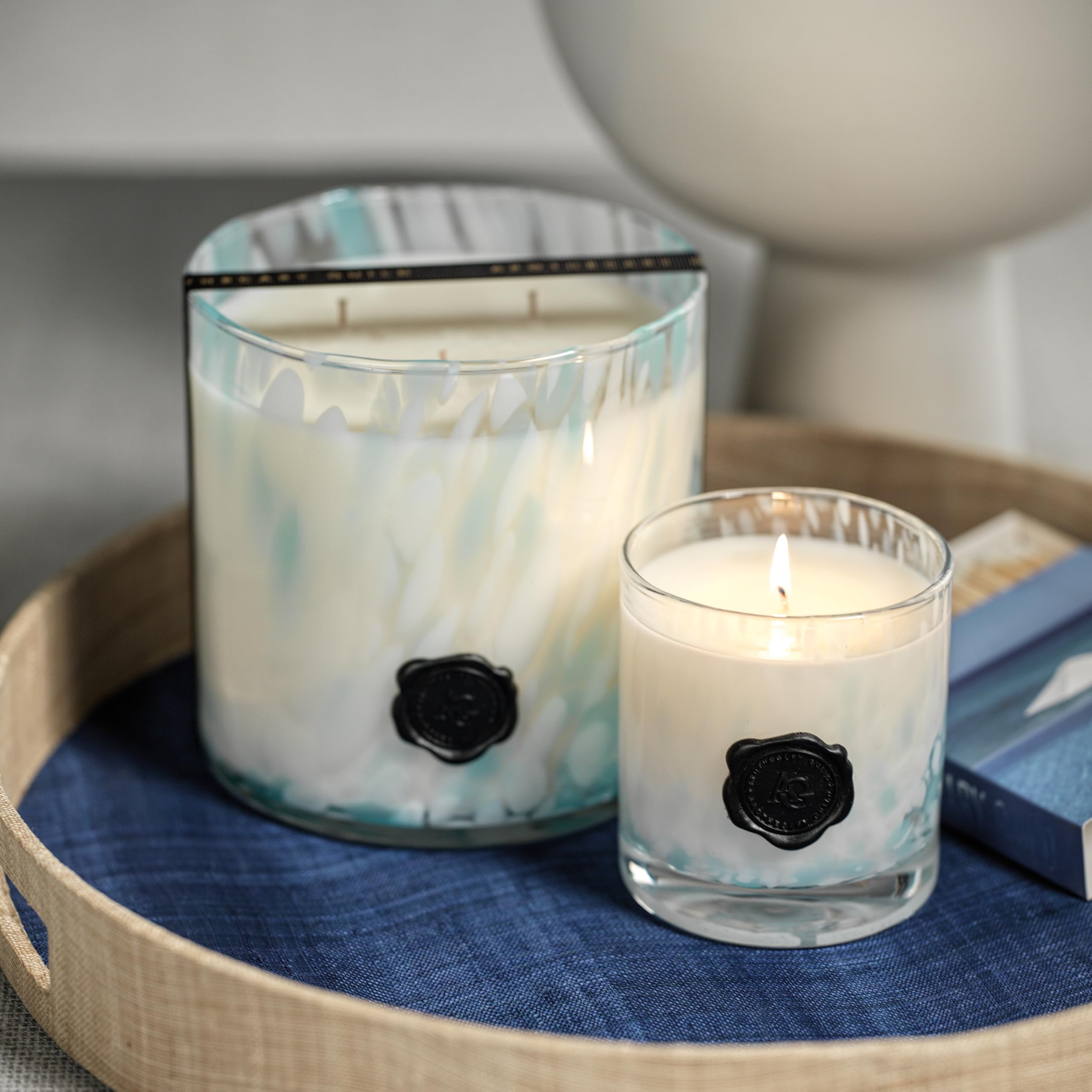 Zodax Apothecary Guild 3-Wick Large Scented Candle - Opal Glass Jar Home Decor - Sunset Beach Fragrance (50.02 Oz) - Perfect Gift for Women & Men - Ideal for Living Room, Bedroom, Bathroom & Spa Relaxation