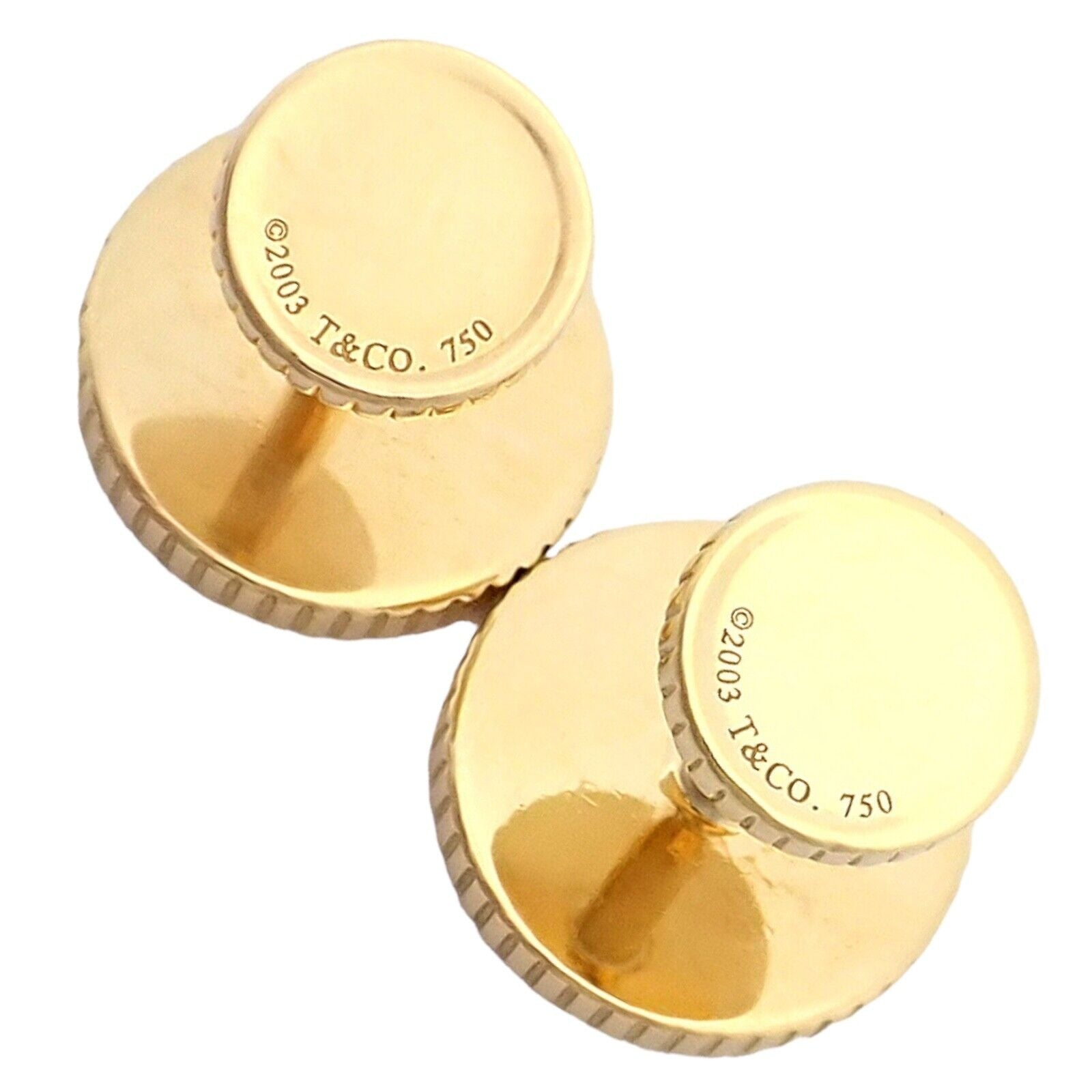 Vintage Tiffany & Co. 18k Yellow Gold Coin Edge Circle Cufflinks - Limited Edition 2003 - Perfect for Weddings, Business Meetings & Formal Events
