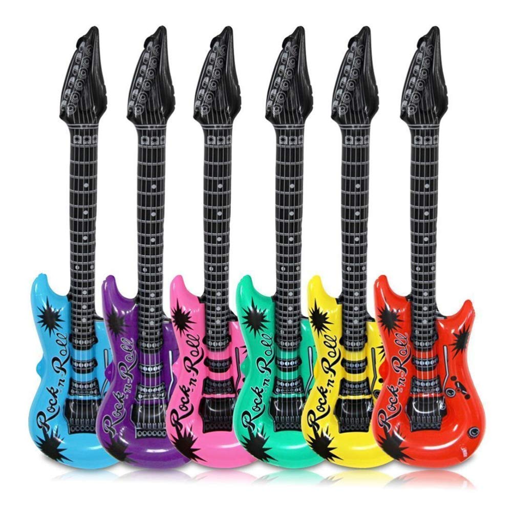 Jojofuny 6-Piece Inflatable Guitar Set - Waterproof Rock Musical Toy Instrument, 36-Inch Themed Decor for Kids | Perfect for Birthday Parties, Pool Floats, and Music-Themed Events