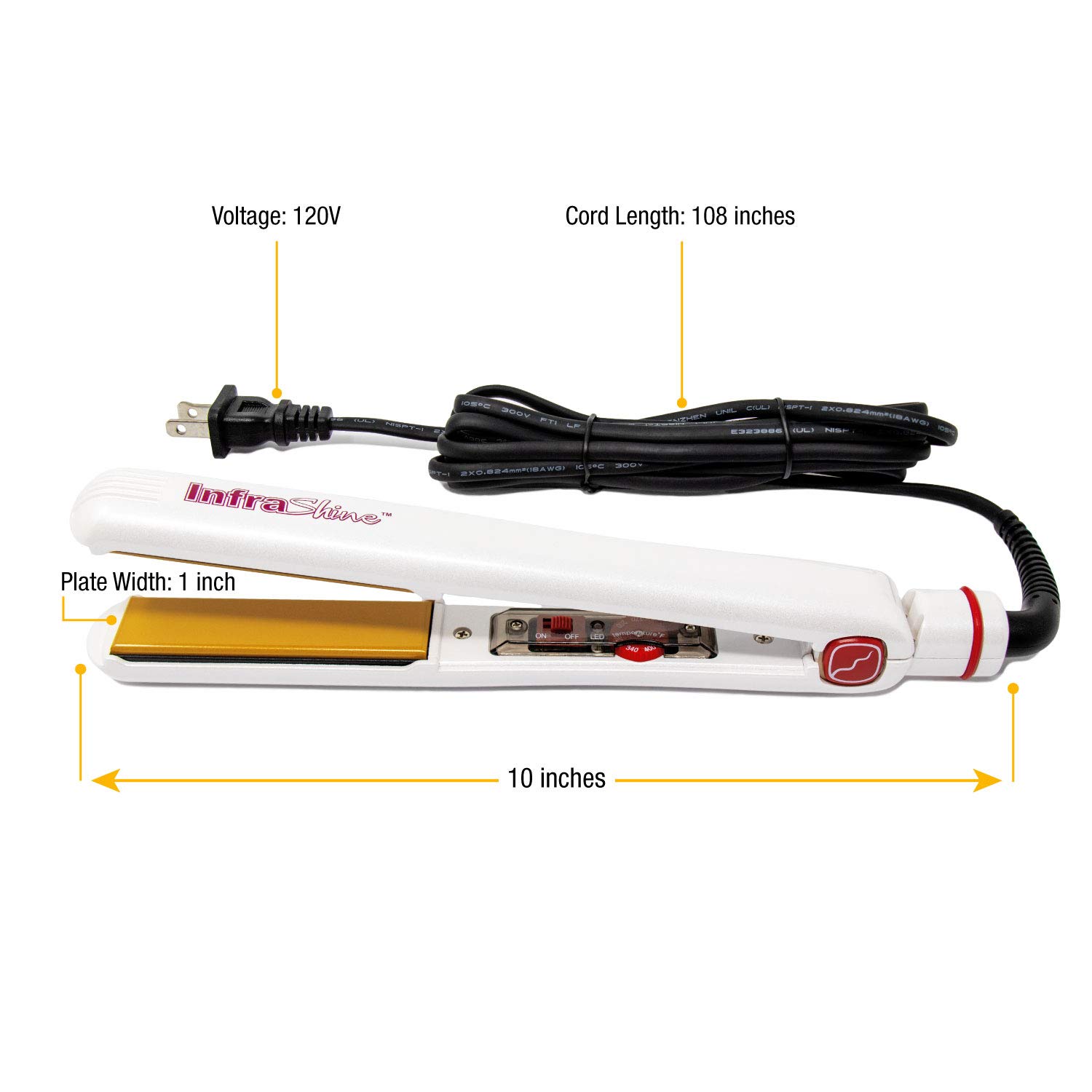 Redline Professional 1 Inch Flat Iron Hair Straightener - Ceramic Plates for Smooth & Shiny Hair - Perfect for Home Use, Salon Styling & Travel