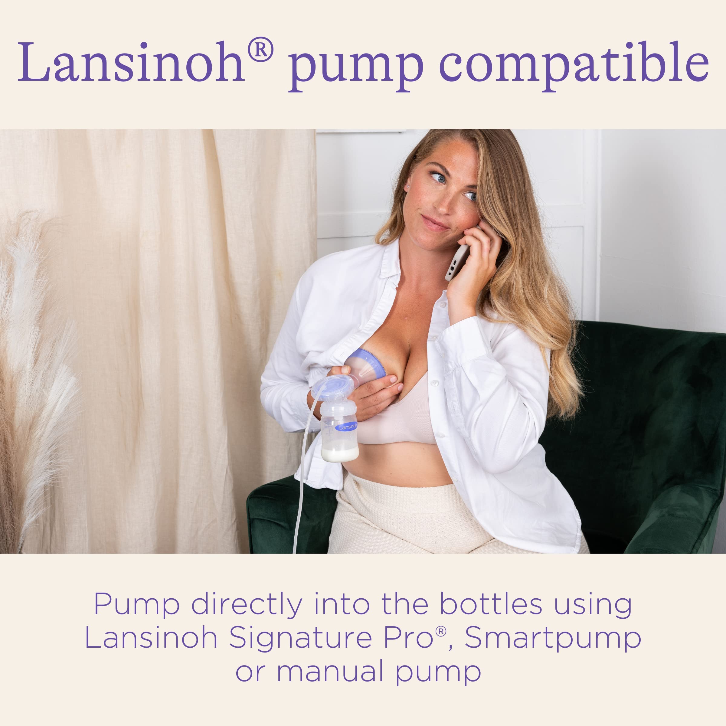 **Lansinoh Breastmilk Storage Bottles for Breast Pump – 4 Pack | BPA-Free, Leak-Proof | Perfect for Travel, Work & Home Use**