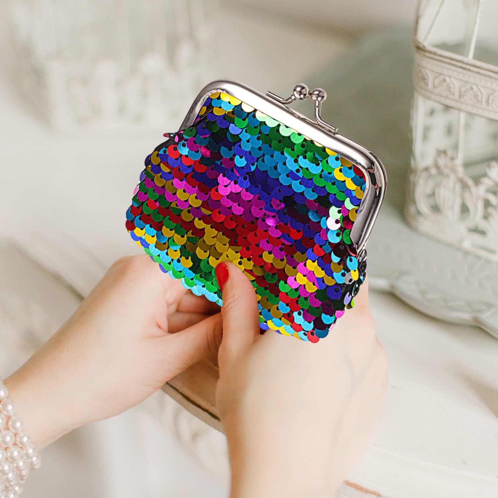 TENDYCOCO Women's Sparkly Sequins Wristlet Clutch Bag - Small Coin Purse & Wallet for Women & Girls - Perfect for Parties, Weddings & Night Out Accessories