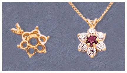 Solid Sterling Silver or 14K Gold Multi-Stone Round Cluster Pre-Notched Pendant Setting - Handcrafted Jewelry Made in USA (161 230/141 230) - Perfect for Necklaces, Bracelets & DIY Jewelry Making