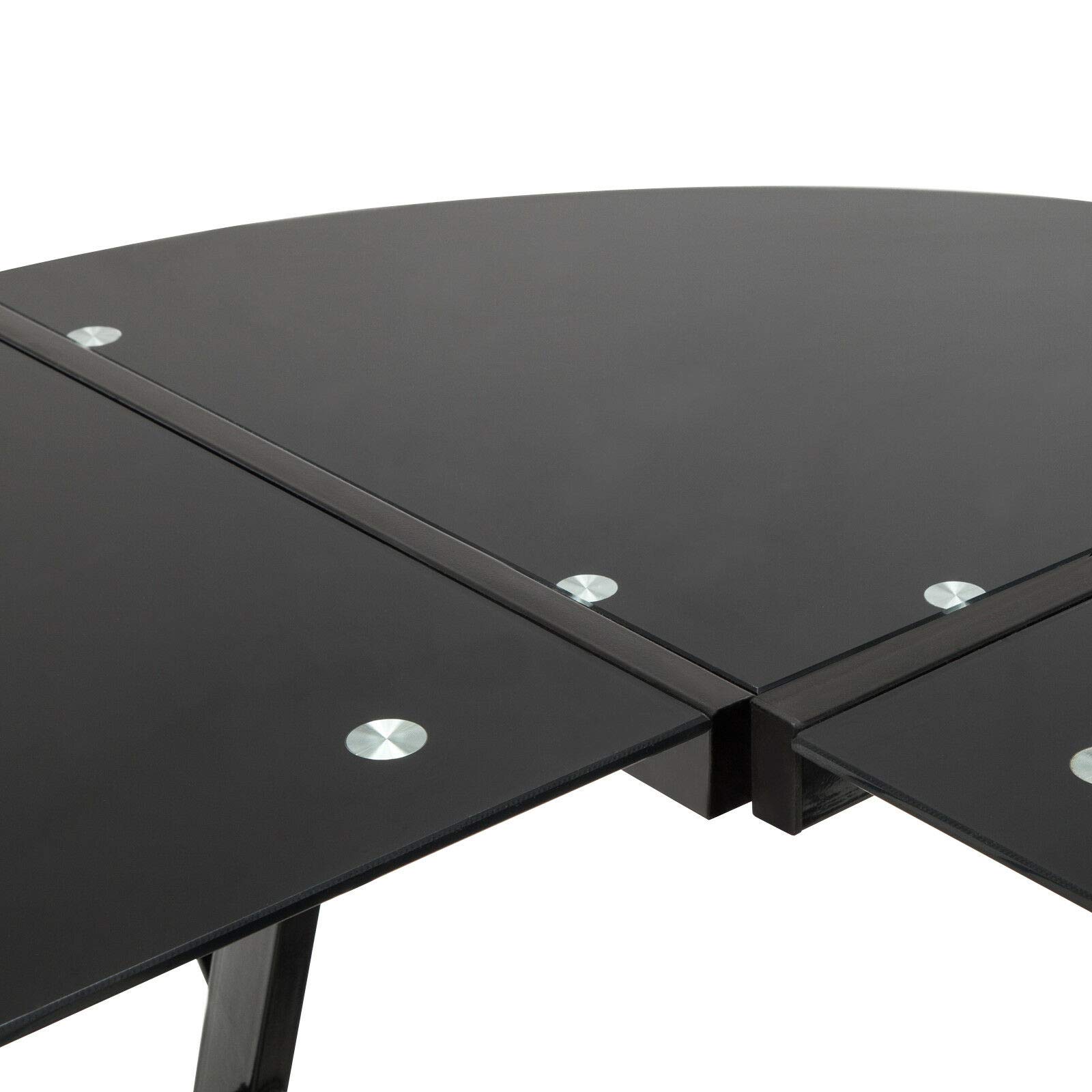 L-Shaped Corner Computer Desk with Keyboard Tray & CPU Stand - Black Glass Home Office Workstation for PC, Laptop, Gaming & Study | Perfect for Small Spaces & Modern Workspaces