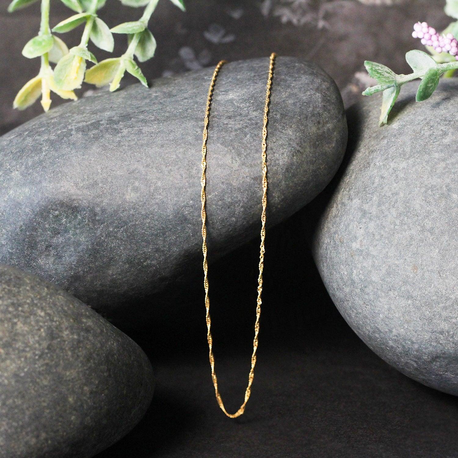 14K Yellow Gold Singapore Chain Necklace 0.8mm - Dainty & Elegant Jewelry for Women, Perfect for Everyday Wear, Gifts & Special Occasions