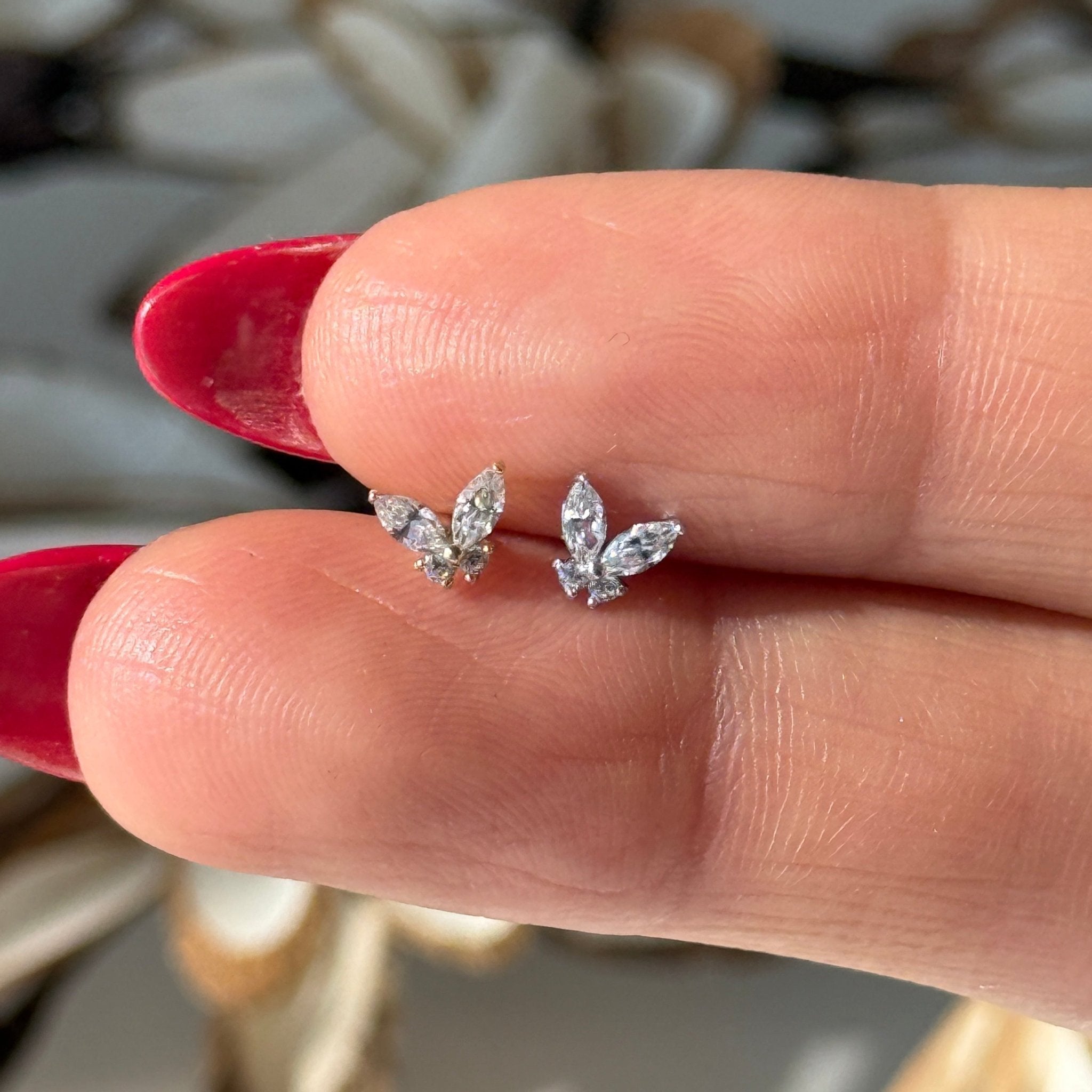 14K Yellow Gold Fluttering Butterfly Flat Back Stud Earrings - Dainty & Elegant Jewelry for Women, Perfect for Everyday Wear, Parties & Gifts