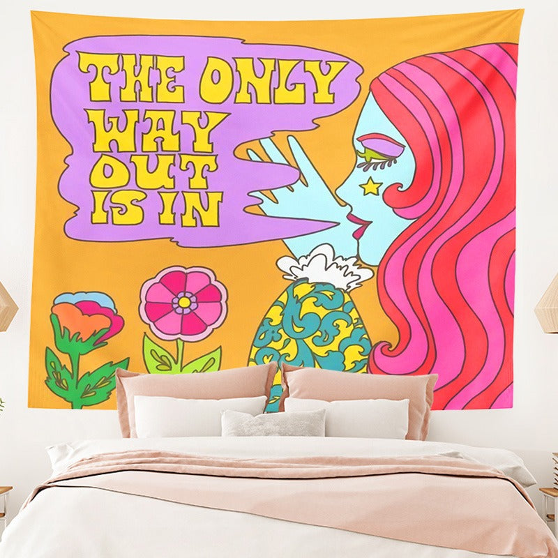 Stylish The Only Way Out Tapestry Wall Hanging - Bohemian Home Decor for Bedroom, Living Room & Dorm