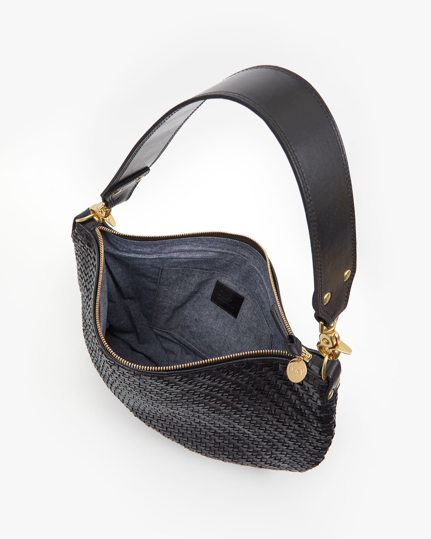 Moyen M Black Woven Zig Zag Crossbody Bag - Stylish Women's Shoulder Purse for Everyday Use, Work & Travel