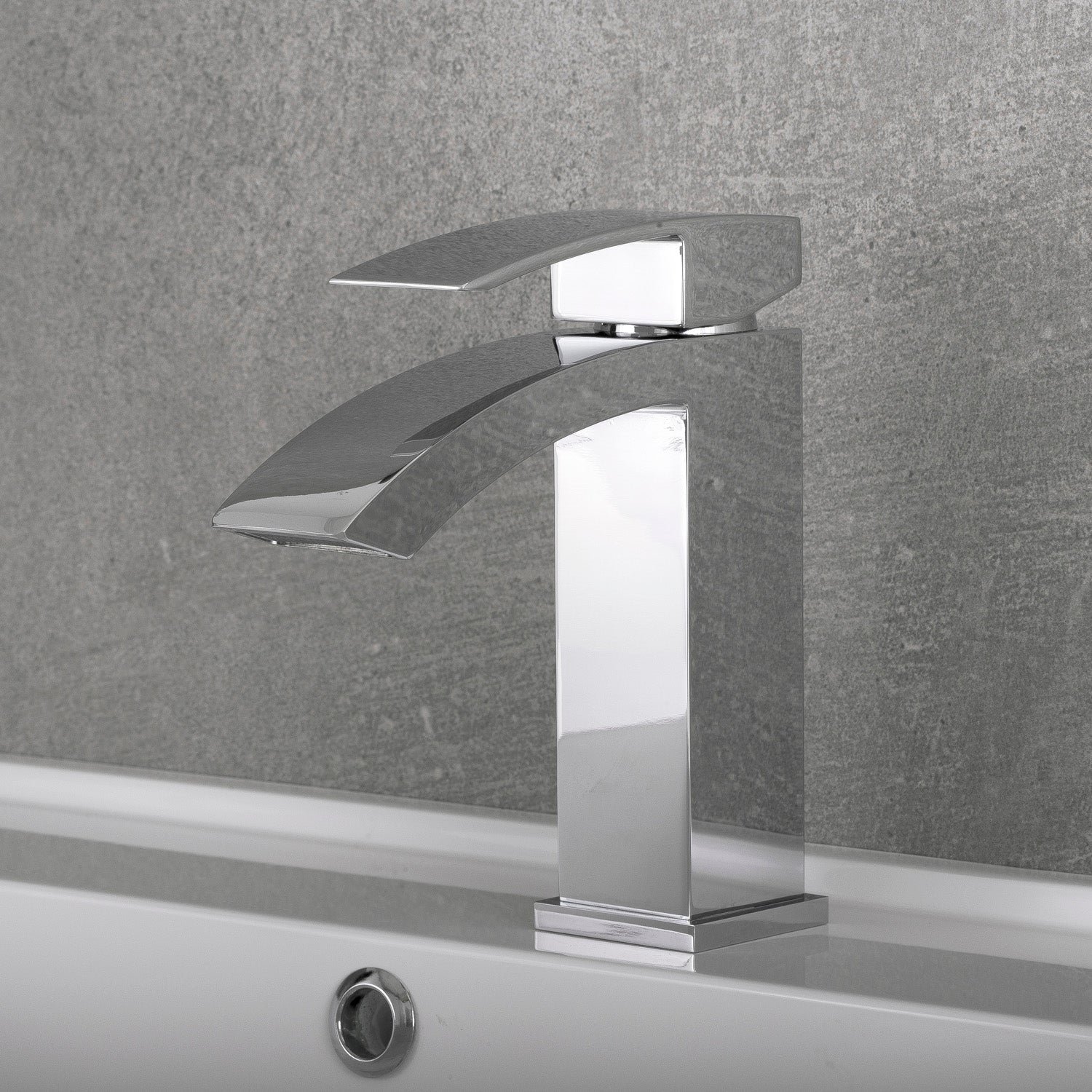 DAX 6690A Single Handle Waterfall Bathroom Faucet - Brass Body, 4 7/8 x 7 Inches - Modern Bathroom Sink Faucet for Vanity, Powder Room & Guest Bath - Perfect for Contemporary Home Decor