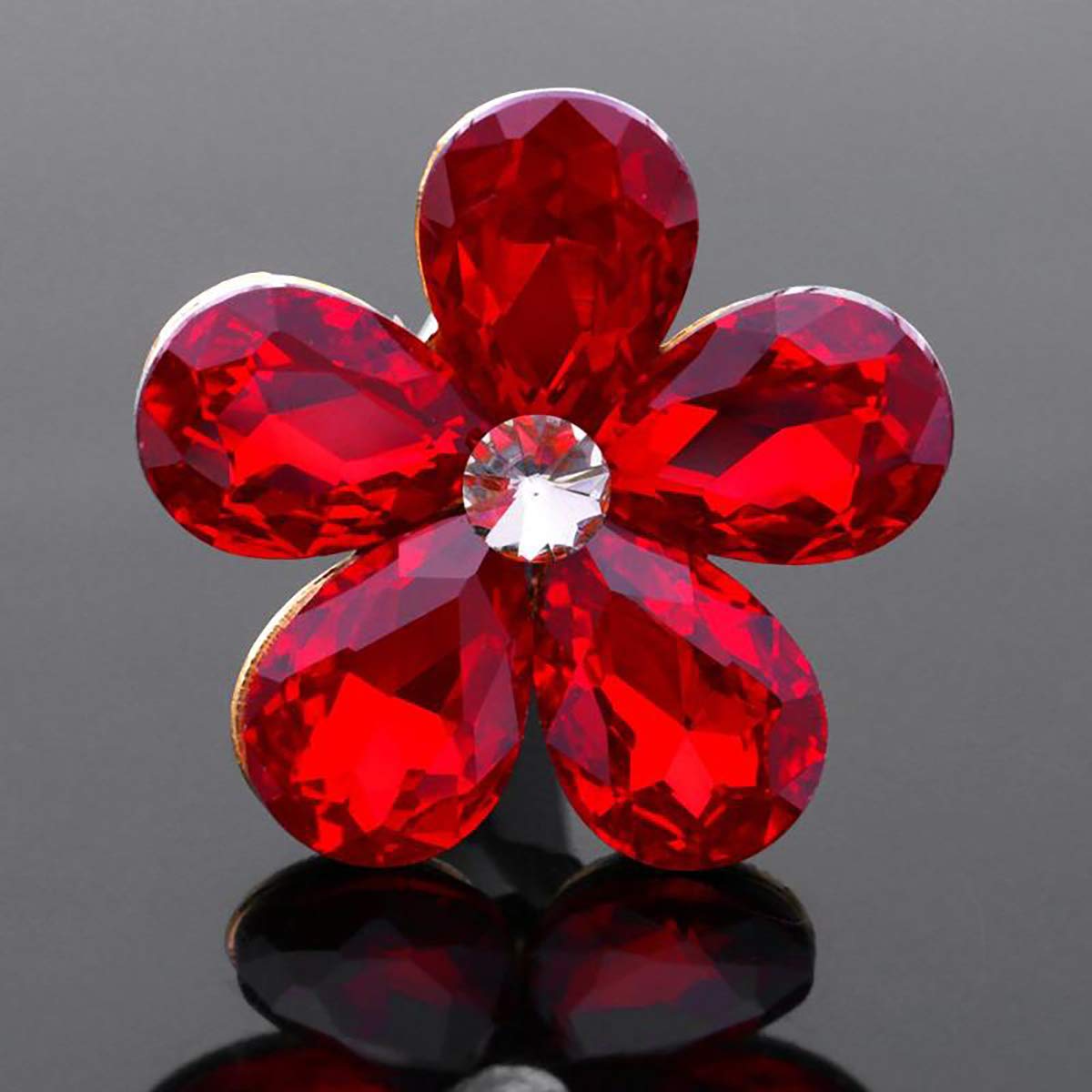 Sparkling Rhinestone Flower Car Air Vent Clip - Red Crystal Car Vent Decoration for Mercedes BMW Audi | Car Interior Accessories for Women, Gift Idea & Dashboard Decor