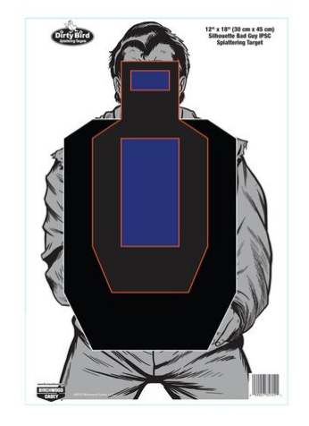 Bad Guy 12x18 IPSC Shooting Target - High Visibility Training Target for Pistol & Rifle Practice at Indoor/Outdoor Ranges