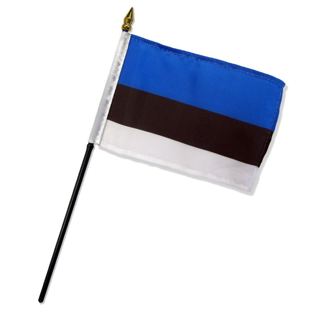 Estonia 4x6 Inch Mini Desk Stick Flag Set of 3 - Small Handheld Flags for Office Decor, School Events, and International Celebrations