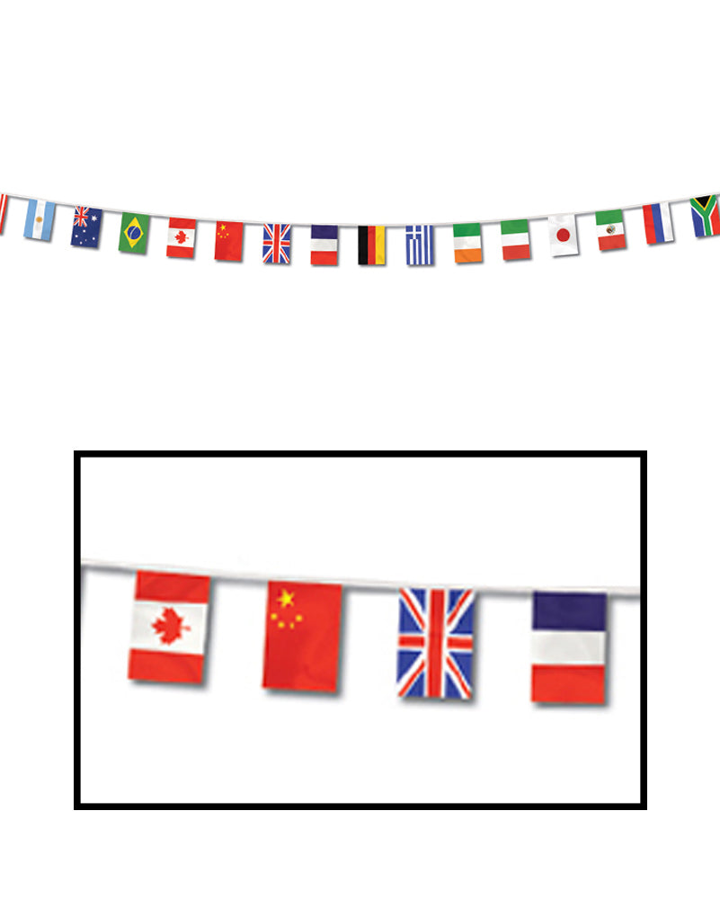 20 International Country Flags Banner - Patriotic Decoration for Parties, Events & Home Decor