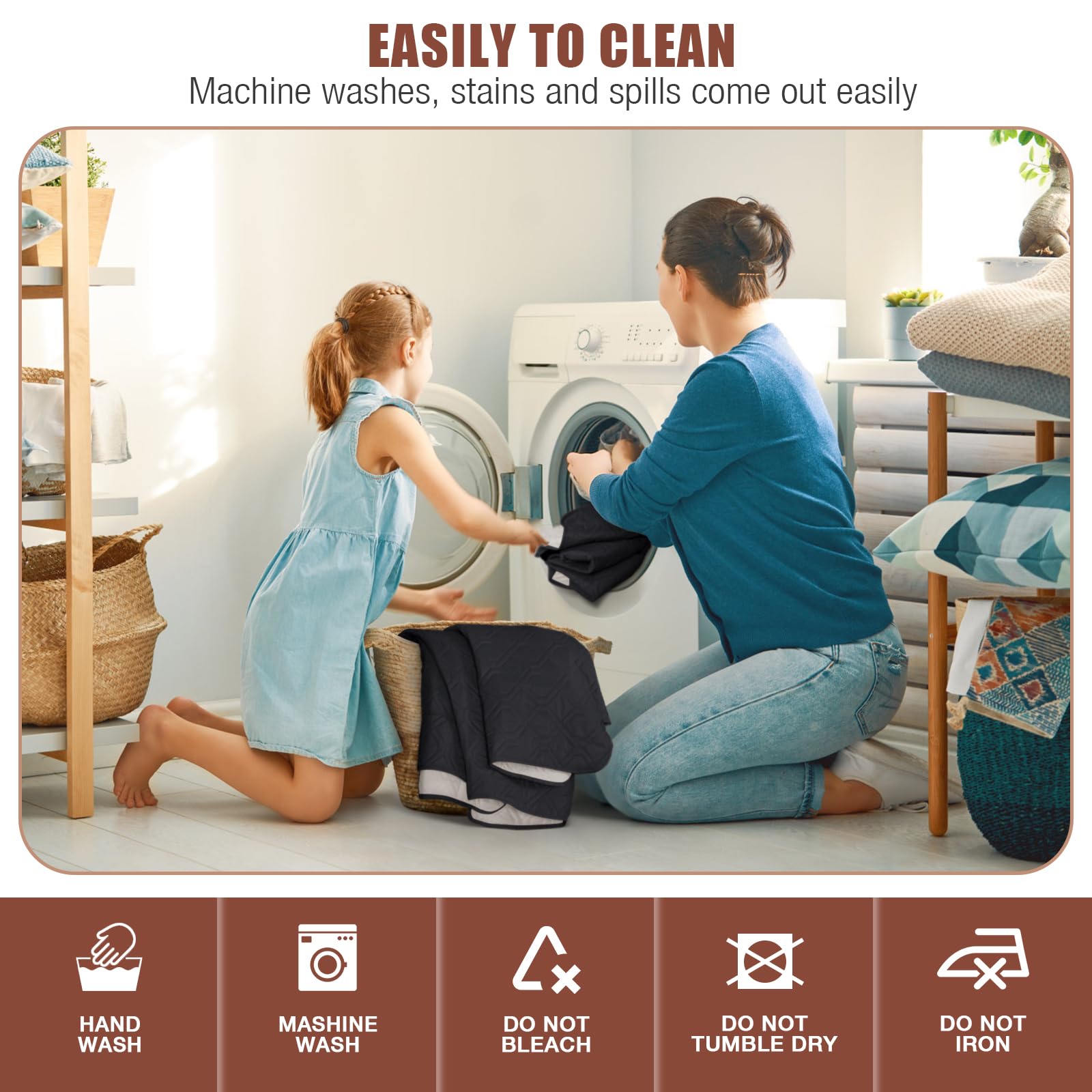 VANSOFY 5-Piece Extra Large Waterproof Reclining Sectional Sofa Cover - Washable L-Shape Couch Slipcover for Pets & Dogs (Black) | Perfect for Living Room, Family Room & Pet-Friendly Homes