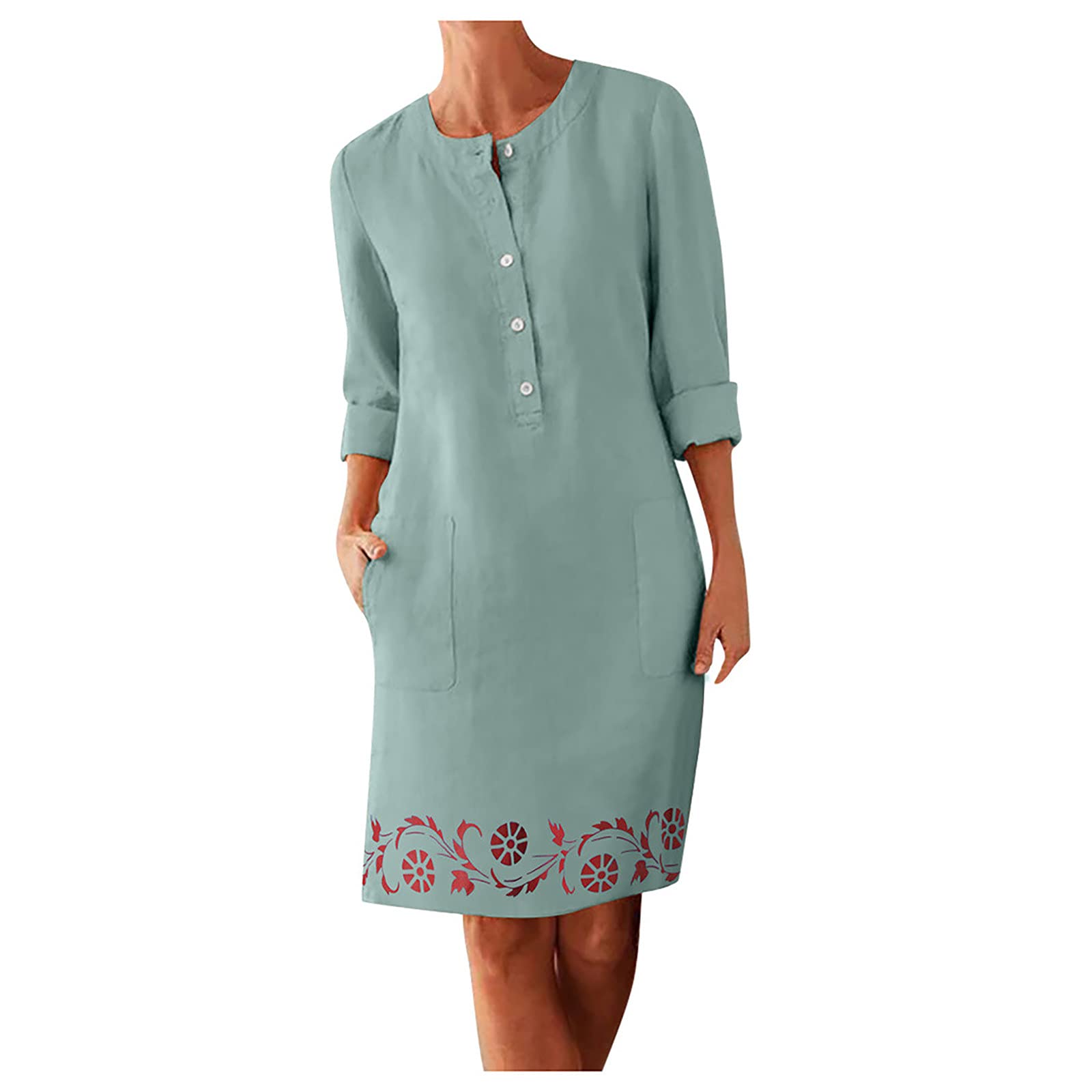 SERYU Women’s Plus Size Solid Linen Dress - Casual Pocket Loose Fit Long Maxi Dress for Summer Beach, Vacation & Everyday Wear