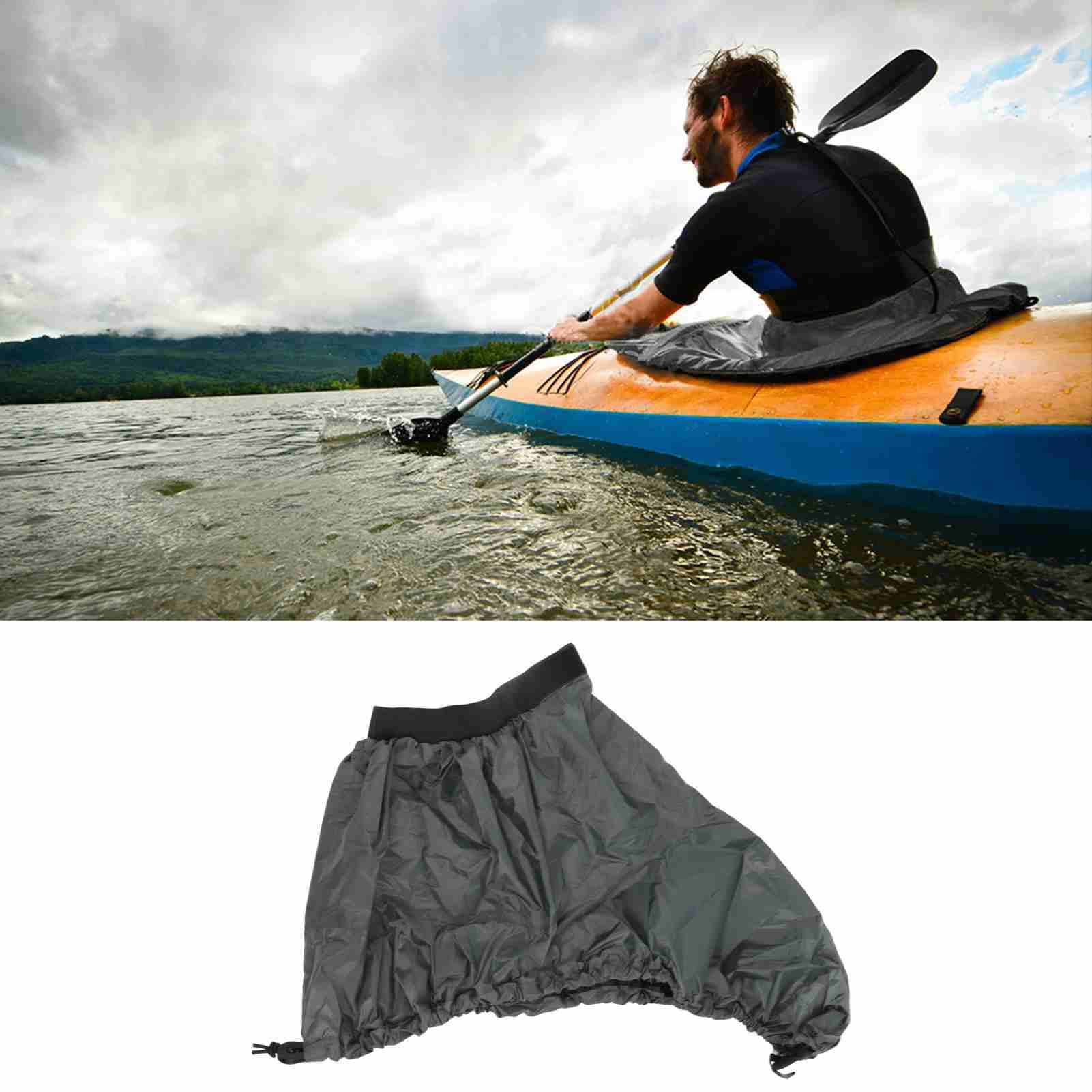 Adjustable Nylon Kayak Spray Skirt - Waterproof Cockpit Cover for Canoe & Surf Kayak | Kayaking Accessories for Water Sports & Outdoor Adventures