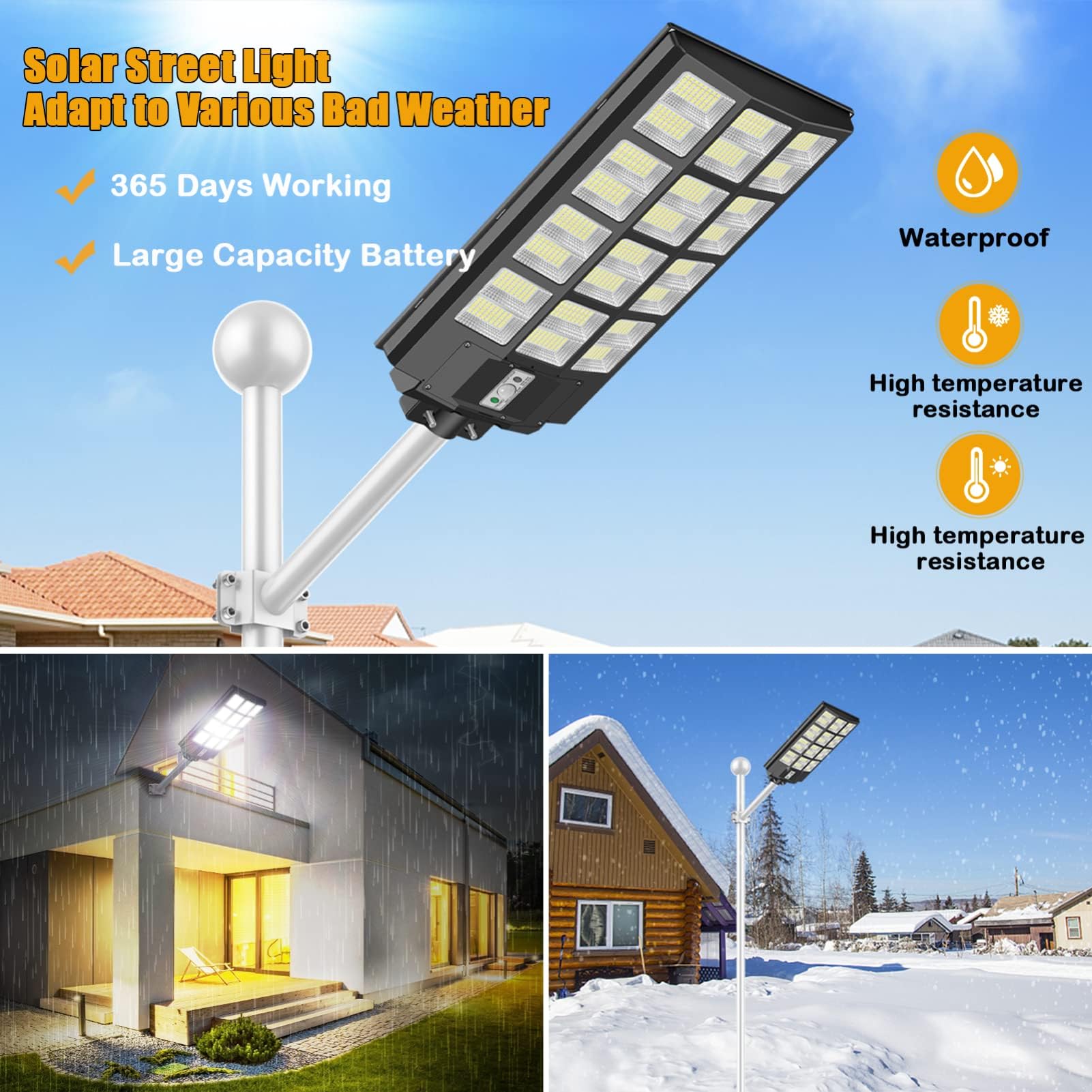 5000W Solar Lights Outdoor with Motion Sensor, Dusk to Dawn IP65 Waterproof Security Flood Lights - 500000LM Bright Solar Street Lights for Parking Lots, Gardens, Yards, Pathways & Driveways (2 Pack) - Ideal for Home Security, Landscape Lighting and Energy-Efficient Outdoor Illumination