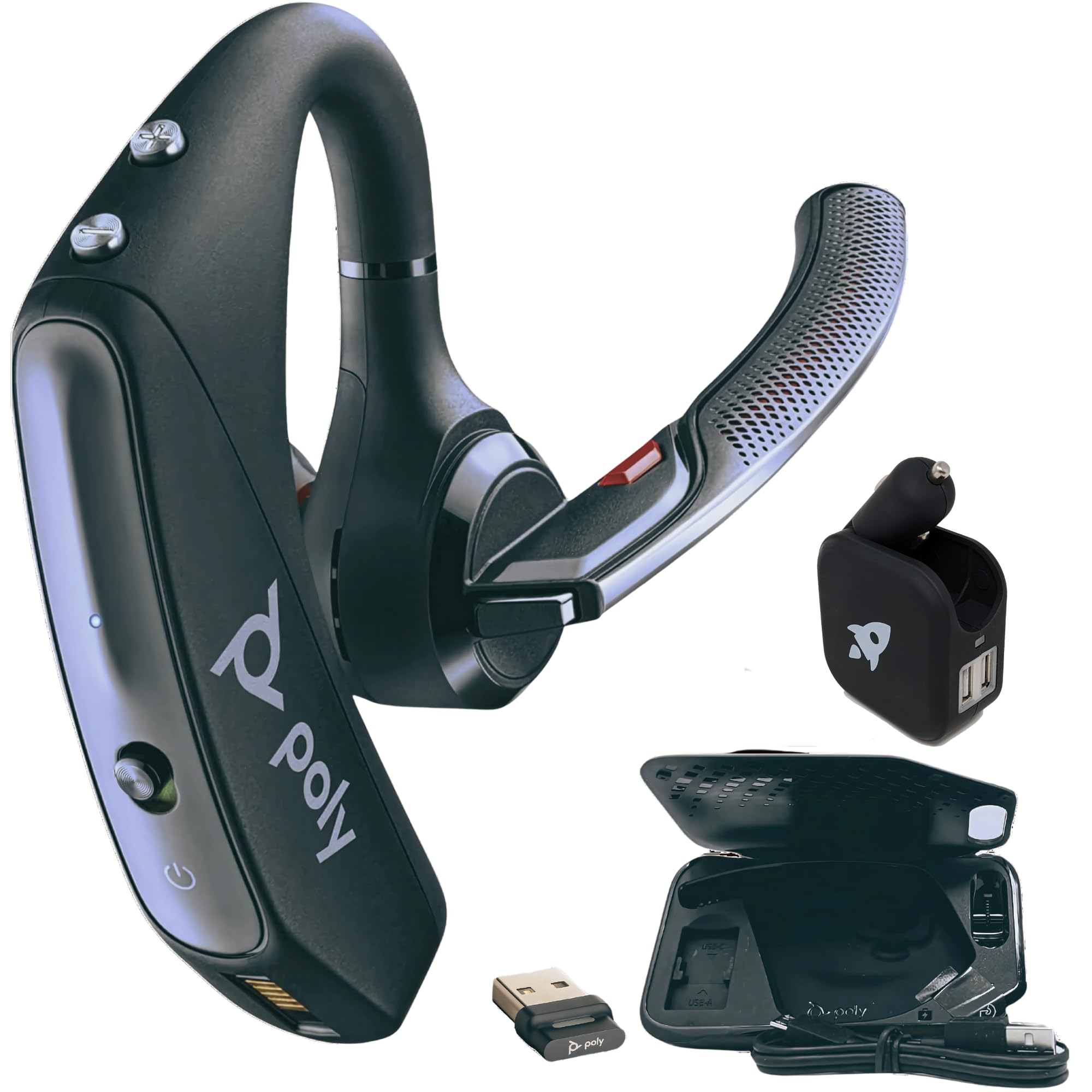 Plantronics Voyager 5200-UC Wireless Bluetooth Headset with Bonus Wall Charger #206110-01-B | Noise Cancelling Headphones for Smartphones, PC, Mac | Perfect for Remote Work, Online Meetings & Call Centers