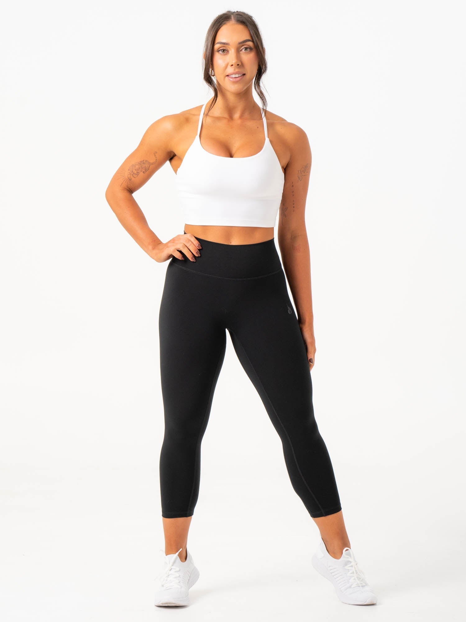 NKD 7/8 Leggings for Women - High Waist Yoga Pants, Workout Running Tights in Black - Perfect for Yoga, Gym & Everyday Wear