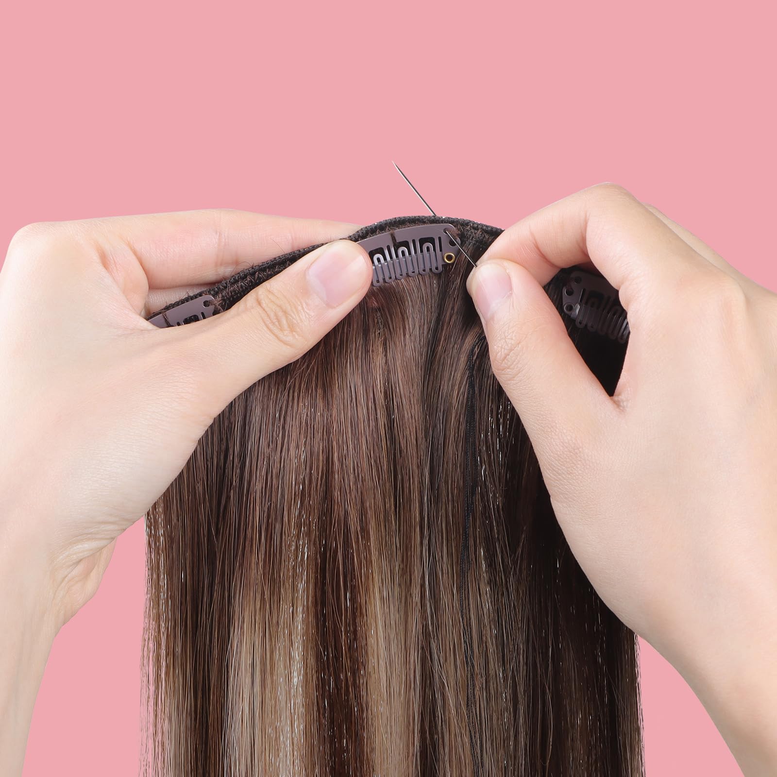 WENNALIFE 4 Pack Black Hair Extension Replacement Clips - Stainless Steel Wire Hair Extensions Clips - Strong & Durable for Seamless Blending - Perfect for Daily Styling, Parties & Special Occasions