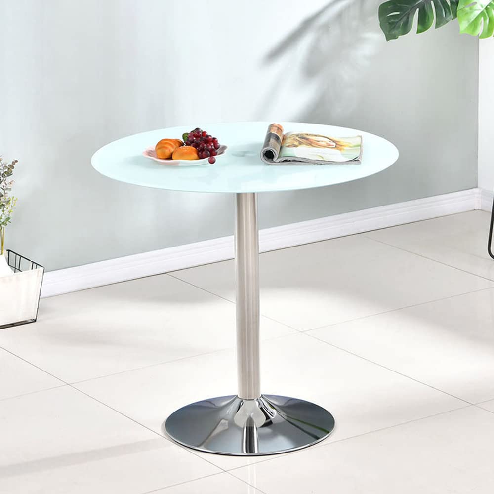 Contemporary Round Tempered Glass Dining Table with Tulip Base - Modern Kitchen & Coffee Table (23.6