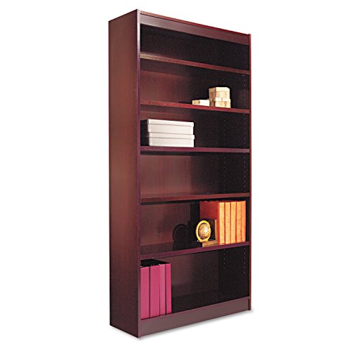 Square Corner Wood Veneer Bookcase - Modern Bookshelf for Home & Office - Perfect for Living Room, Bedroom, or Study Organization