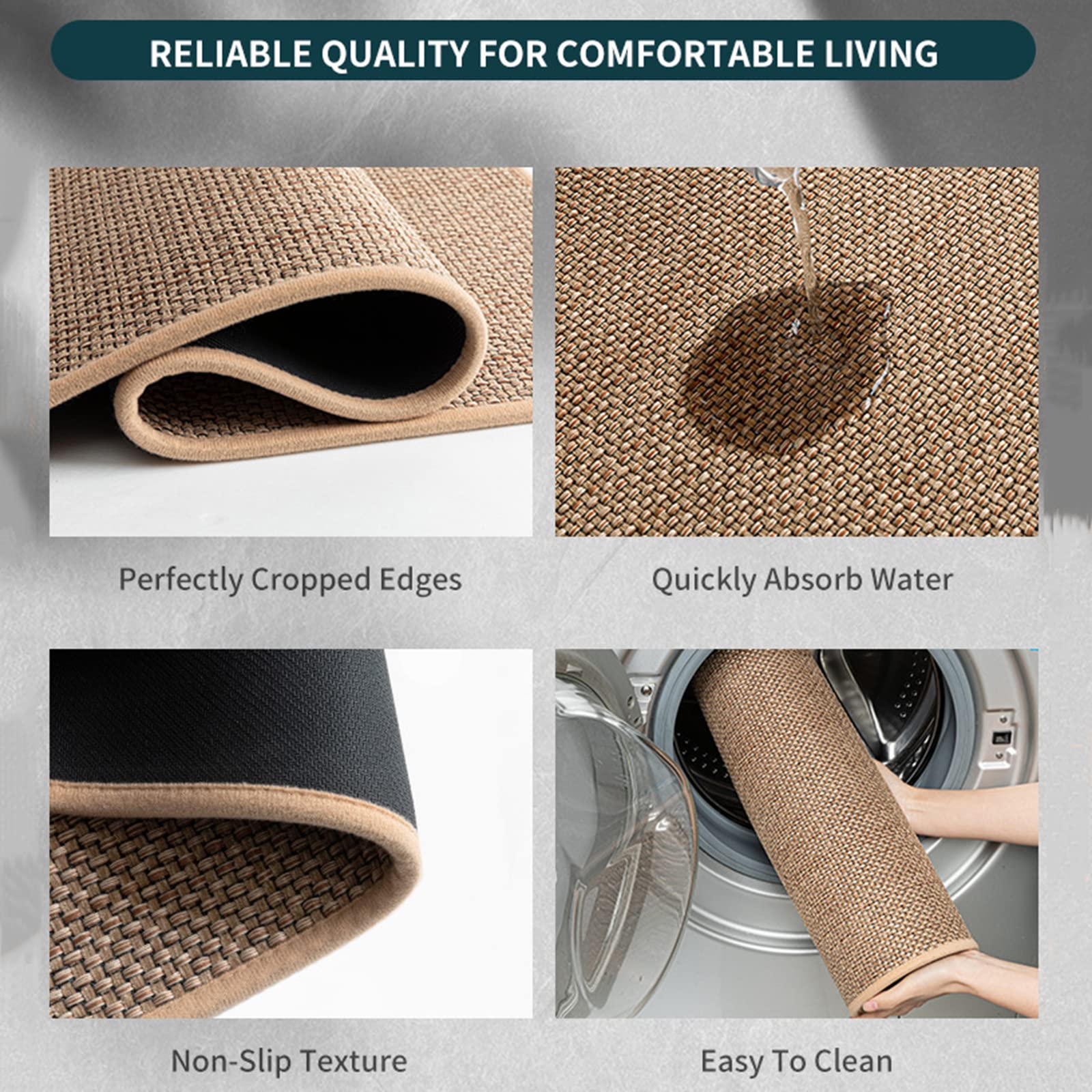 Non-Slip Kitchen Mat - All-Inclusive Woven Anti-Fatigue Rug for Standing Comfort in Kitchen, Office, Laundry Room (24x36 Inches, Beige) - Perfect for Sink Areas, Food Prep Stations & High-Traffic Floors