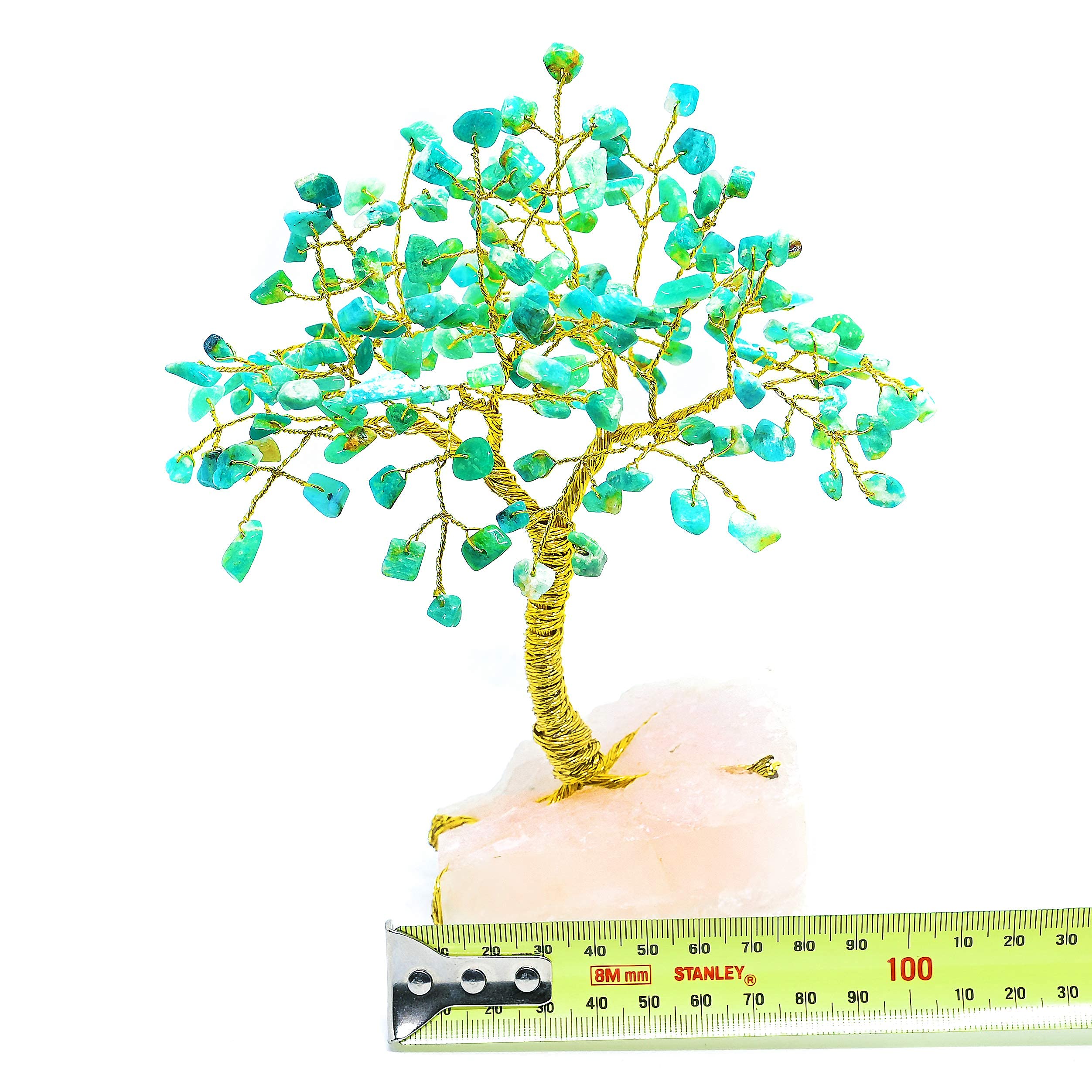Natural Chakra Healing Crystal Money Tree - Rose Quartz & Amazonite Gemstone for Wealth, Luck, Love & Peace | Feng Shui Home & Office Decor | Meditation Gifts, Spiritual Healing & Positive Energy Boost
