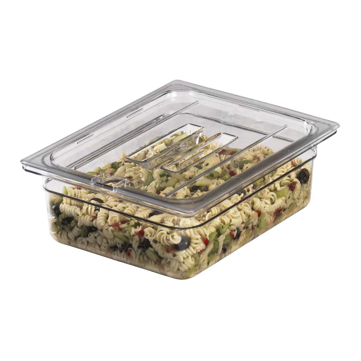 Cambro 20CWCHN135 Clear 1/2 Size Camwear Notched Food Pan Lid with Handle - Perfect for Commercial Kitchens, Buffets, and Food Storage