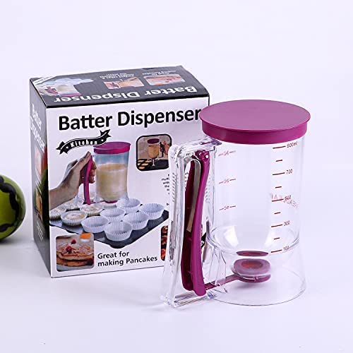 Purple Pancake & Cupcake Batter Dispenser - Perfect for Waffles, Muffins, Crepes & Cakes | Easy Baking Tool for Home Kitchen & Professional Bakeries