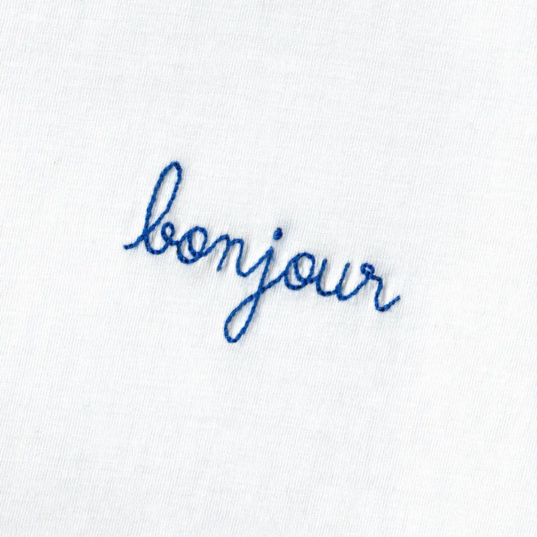 Bonjour Popincourt White T-Shirt for Women - Casual French Style Tee for Everyday Wear & Travel