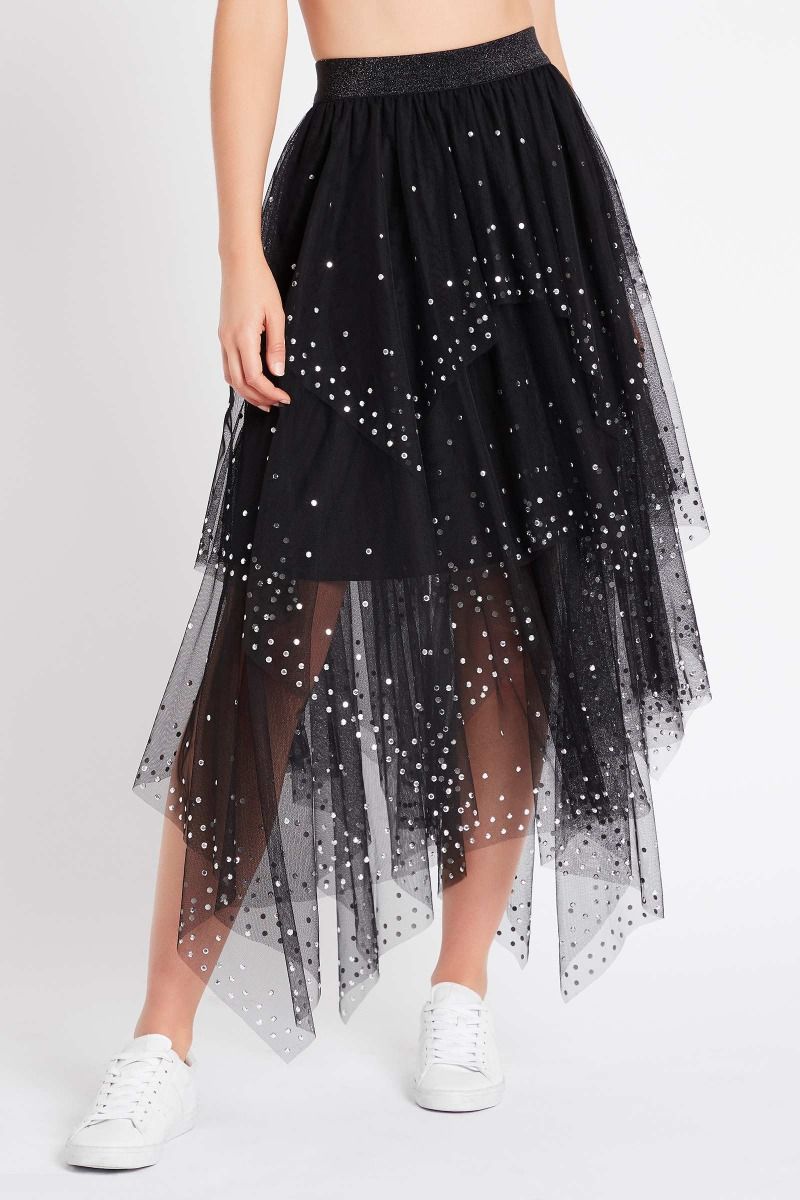 Elegant Crystal Embellished Skirt for Women - Sparkling Party Dress for Evening Events, Weddings & Special Occasions