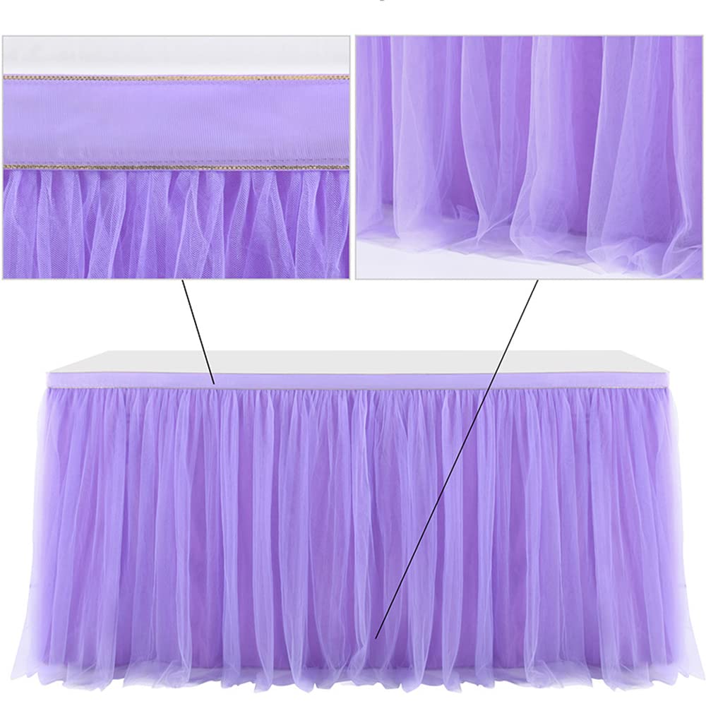 LOLPI Romantic Purple Gauze Tablecloth - Elegant Table Cover for Wedding, Birthday, Christmas Party & Baby Shower Decorations | Perfect for Dining Table, Buffet Setup & Special Event Centerpieces