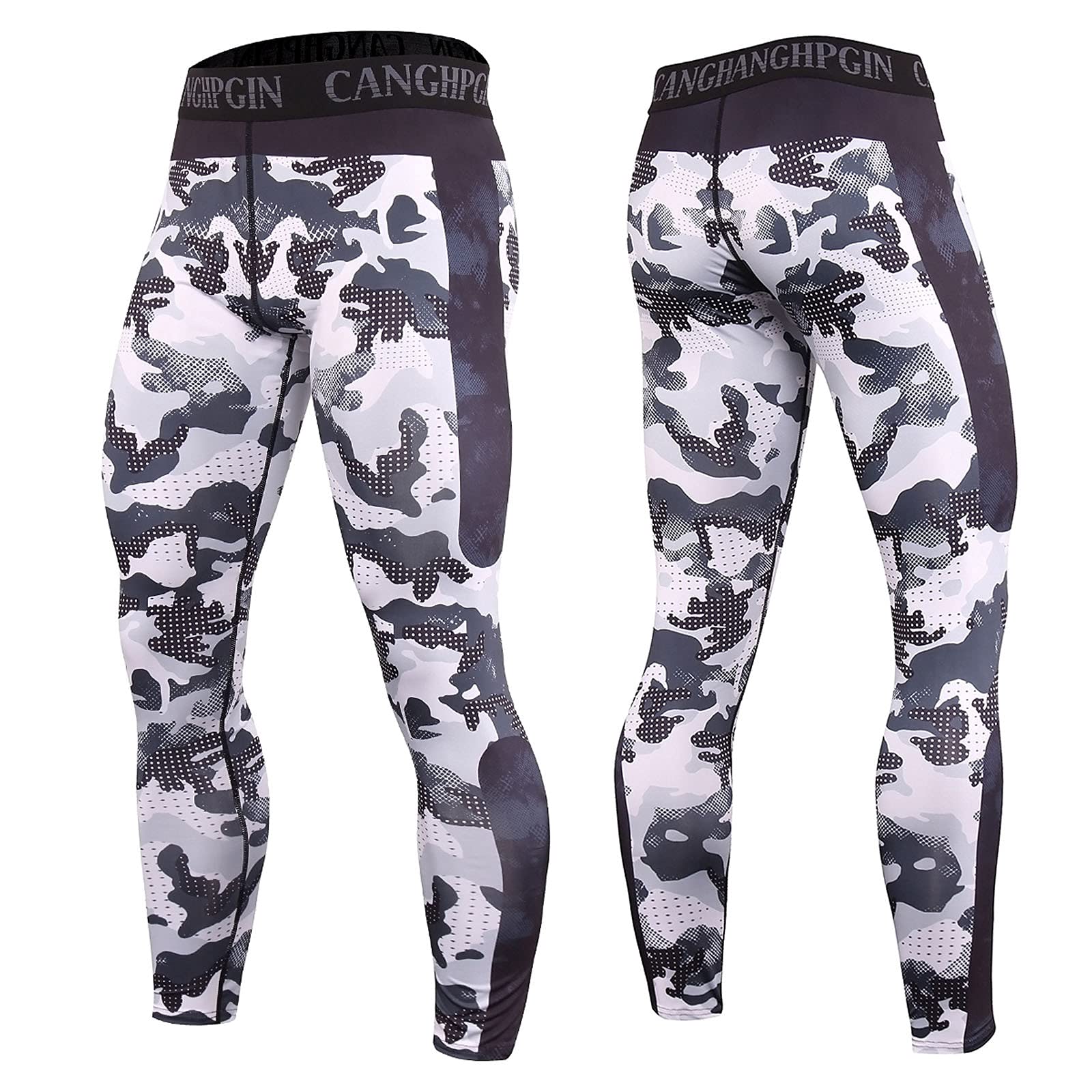Fossean Men's Cool Dry Compression Leggings for Running & Training